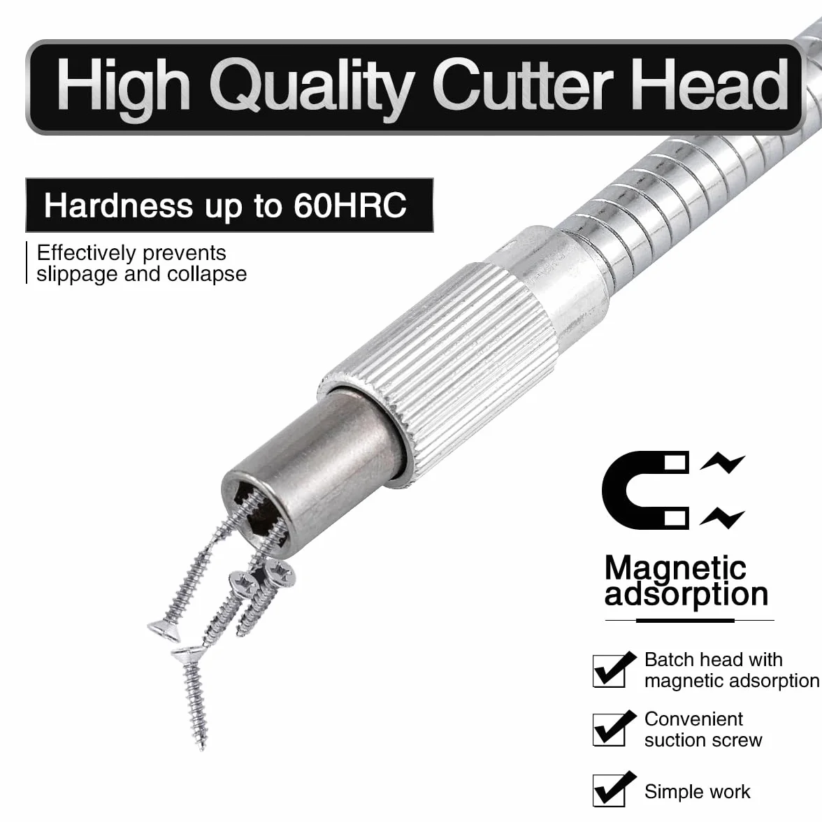 Barras de Extensión Flexibles 150mm 6.35mm Mango Hexagonal Aleación de Acero Destornillador Magnético Multiusos