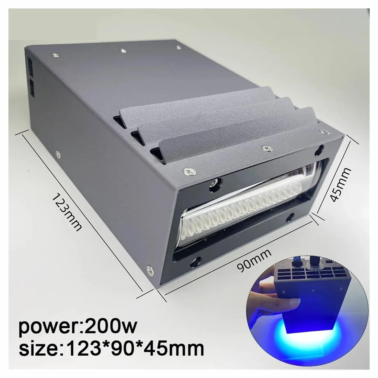 Lámpara de curado por LED UV de tamaño 80*20 mm Lámpara UV de refrigeración por aire de alta intensidad for tinta de impresora UV de 395 nm/resina/luz de curado de pegamento Alta energía, ampliamente