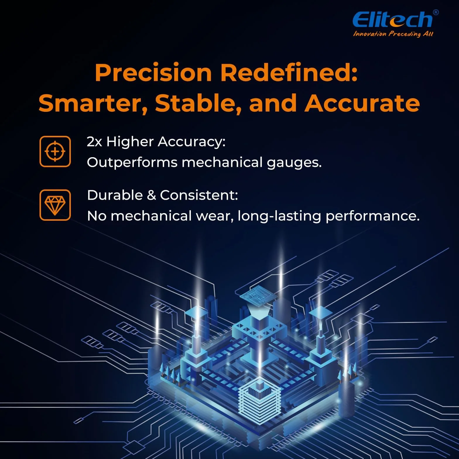 Elitech Manómetro Digital HVAC DMG-2SE Medición Presión Temperatura 3 Puertos Pantalla LCD R410A R454B R134