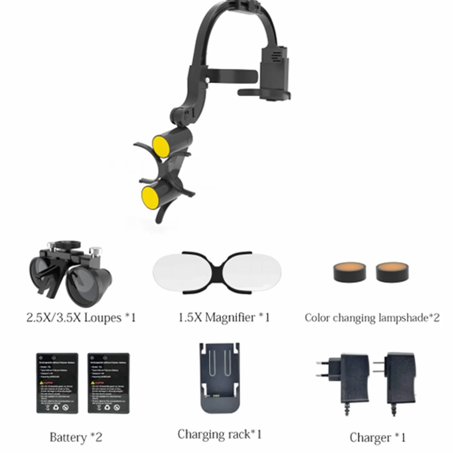 Lupa Frontal Dental Inalámbrica 3,5X 5W LED Quirúrgica Portátil
