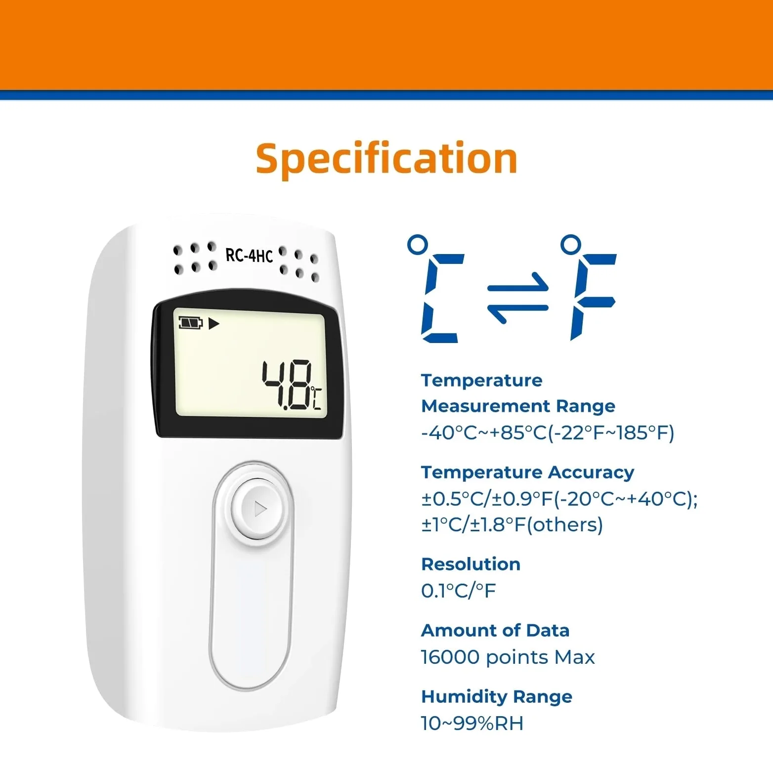 Genérico Registrador de Datos de Temperatura y Humedad USB Capacidad de Registro de 16000 Puntos Informe en PDF