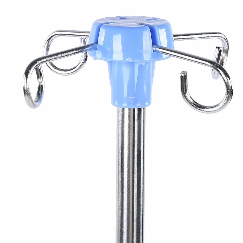 Soporte para suero intravenoso con ruedas, soporte de acero inoxidable Soporte para infusión portátil Soporte para bolsa intravenosa con 4 ganchos para el hospital y el hogar, altura ajustable