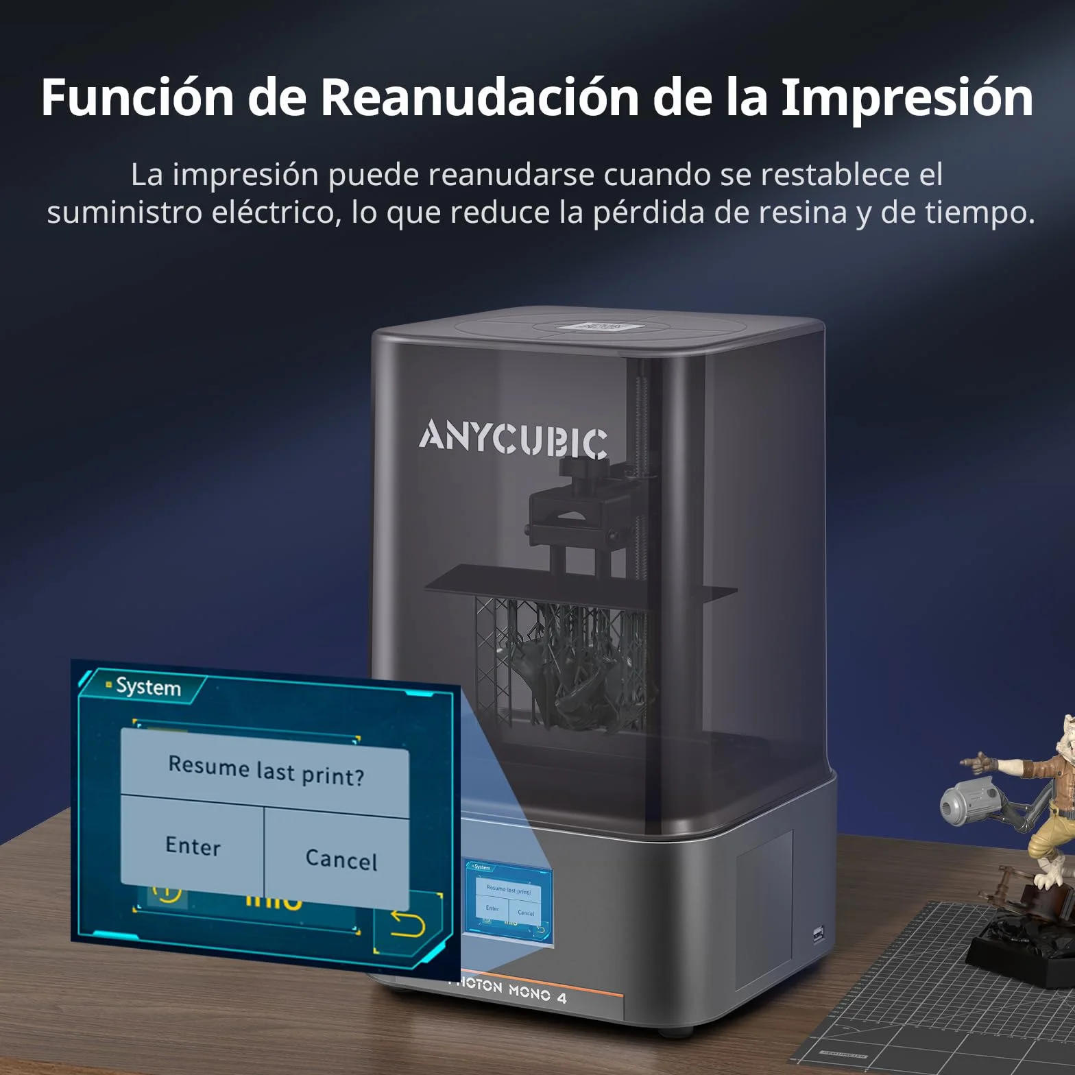ANYCUBIC Impresora 3D Resina Photon Mono 4 10K, Impresión Rápida de 70 mm/h, Impresora Resina con Matriz LighTurbo Actualizada, Gran Tamaño de Impresión de 153,4 x 87 x 165mm³ (2,2L)