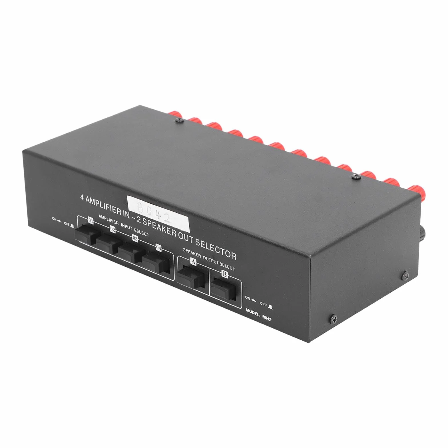 Dioche Selector Interruptor Selector Pasivo de 2 Vías - 4 Entradas de Amplificador y 2 Salidas de Altavoz - Control Manual Sencillo para Conmutación Estable - Capacidad de Potencia de hasta 300 W -