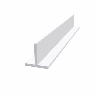 Perfil en T de aluminio con recubrimiento en polvo (blanco RAL 9016, 20 x 20 x 2 mm x 2000 mm)