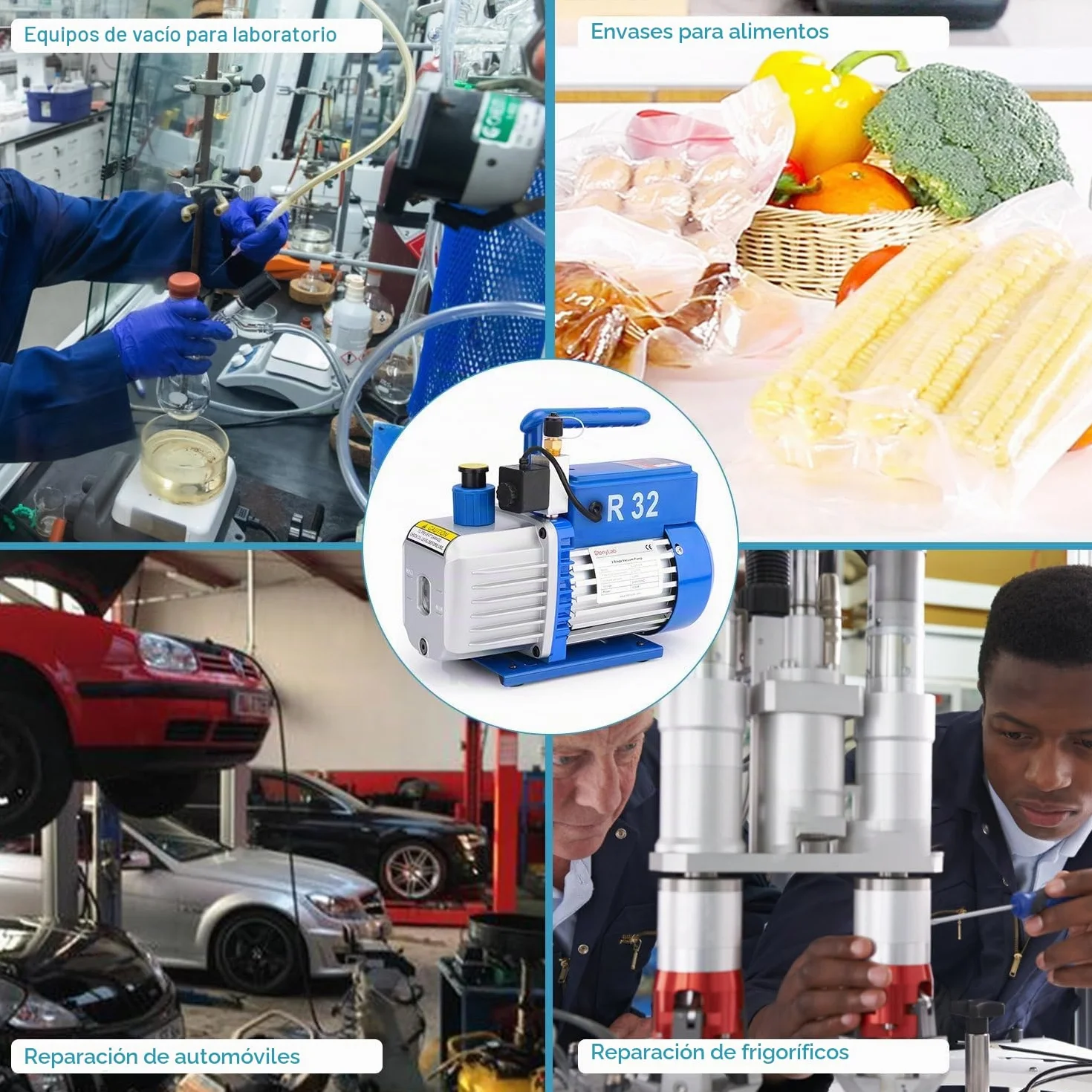 stonylab Bomba de Vacío, Bomba de Vacío de Paletas Rotativas de Dos Etapas con Función a Prueba de Explosiones R32, Vacío Máximo de 10-15 Pa, Tasa de Flujo de 2,5 CFM