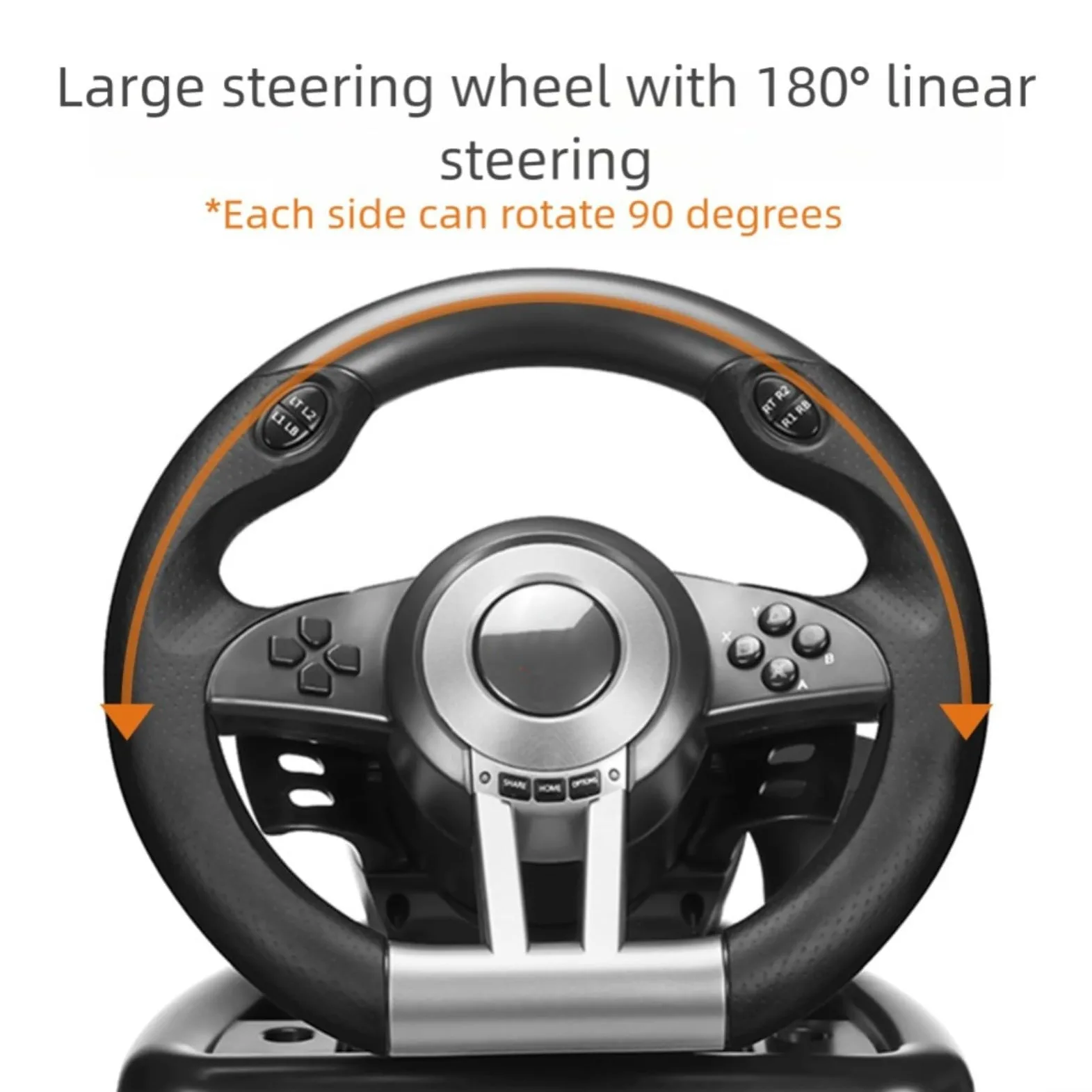 Opatiny Volante para juegos compatible con PC Switch One, ABS para volante de carreras con pedal, negro para Sim Racing naranja de 30 cm (negro)