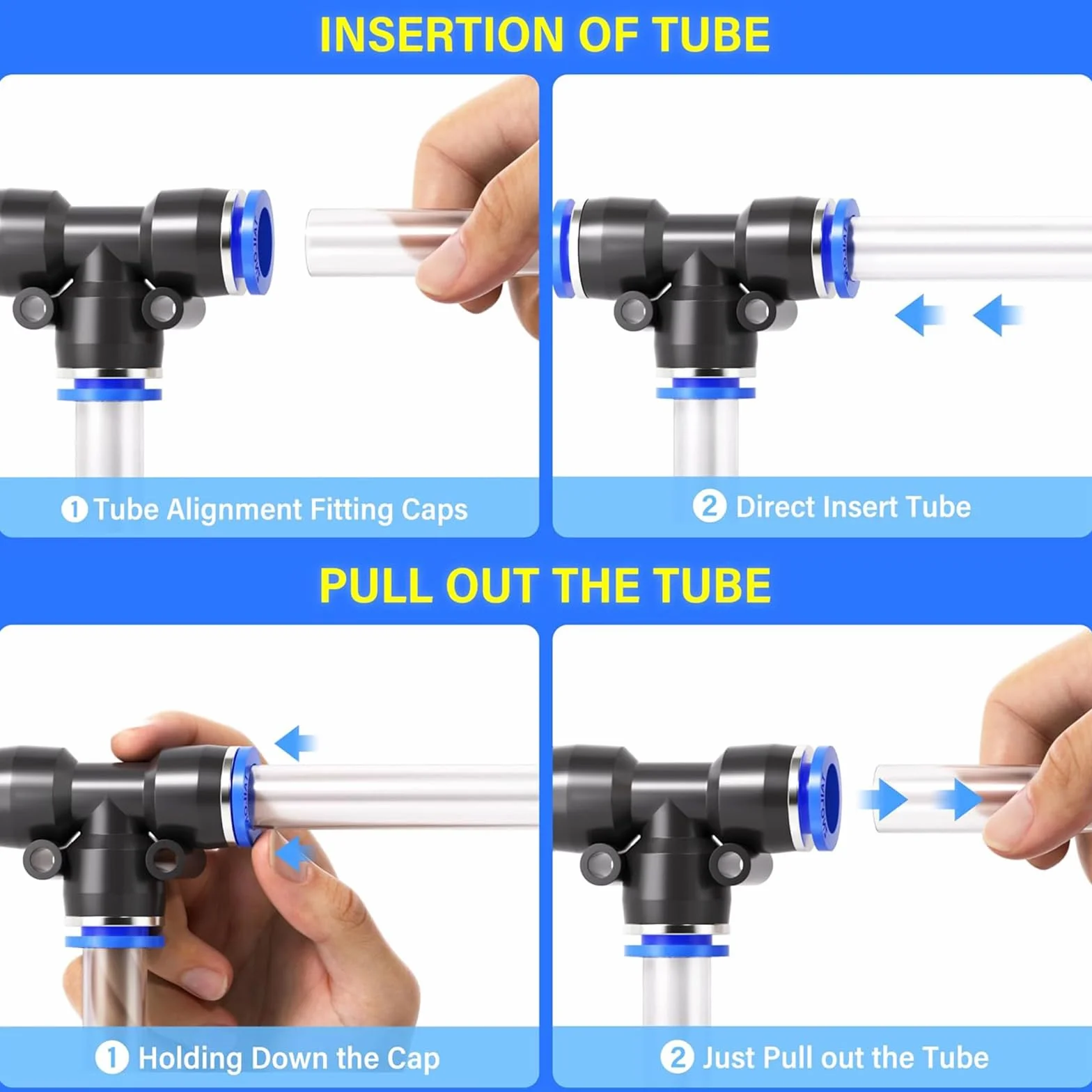 TAILONZ PNEUMATIC Accesorios de conexión a presión Kit de racores neumáticos 8mm OD 8 piezas