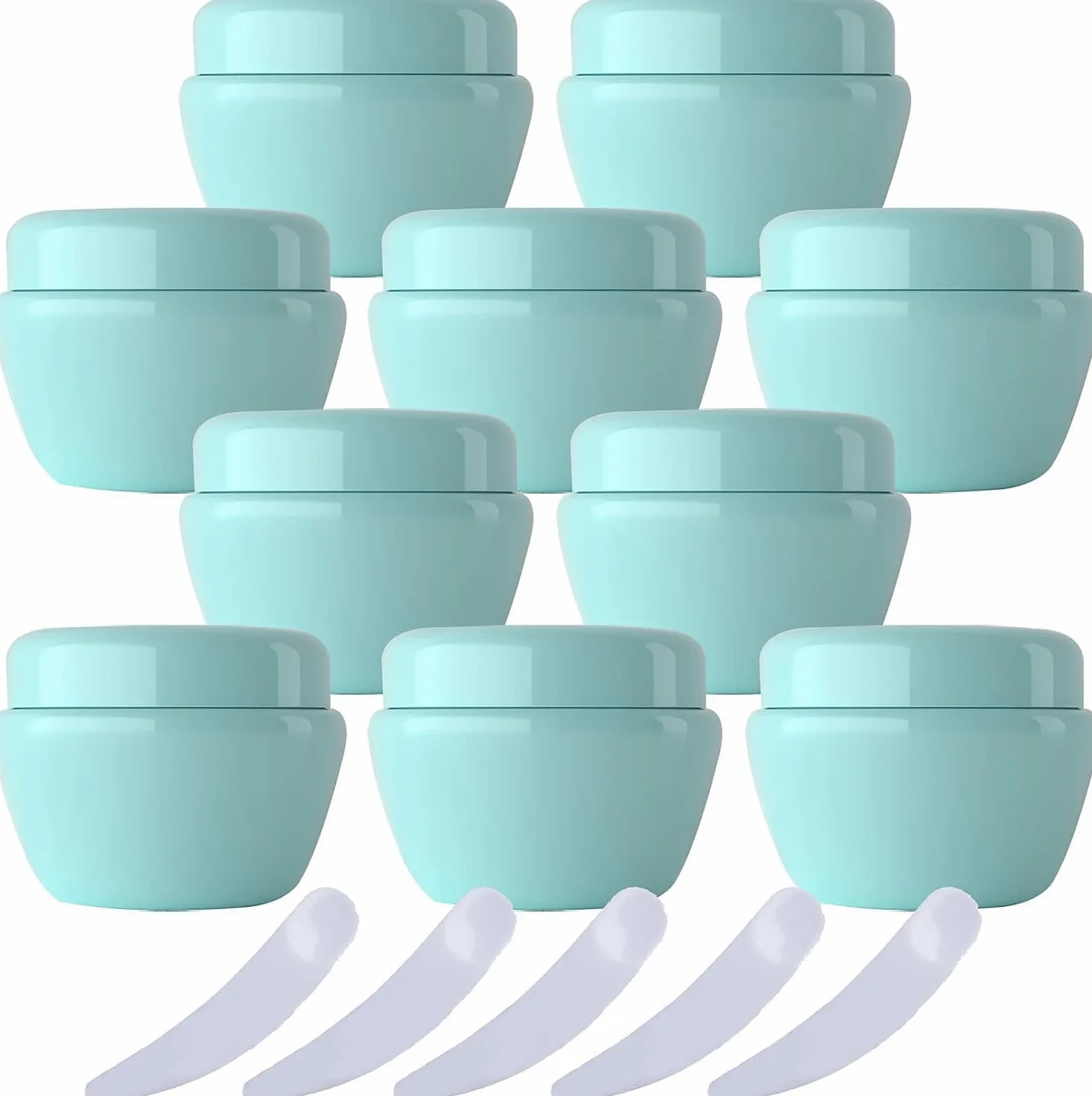 tarro de cosméticos, Paquete de 20, tarros plástico for crema, botes cosméticos, recipientes con forma seta, bote almacenamiento for viajes(Green,0.3 Ounces)