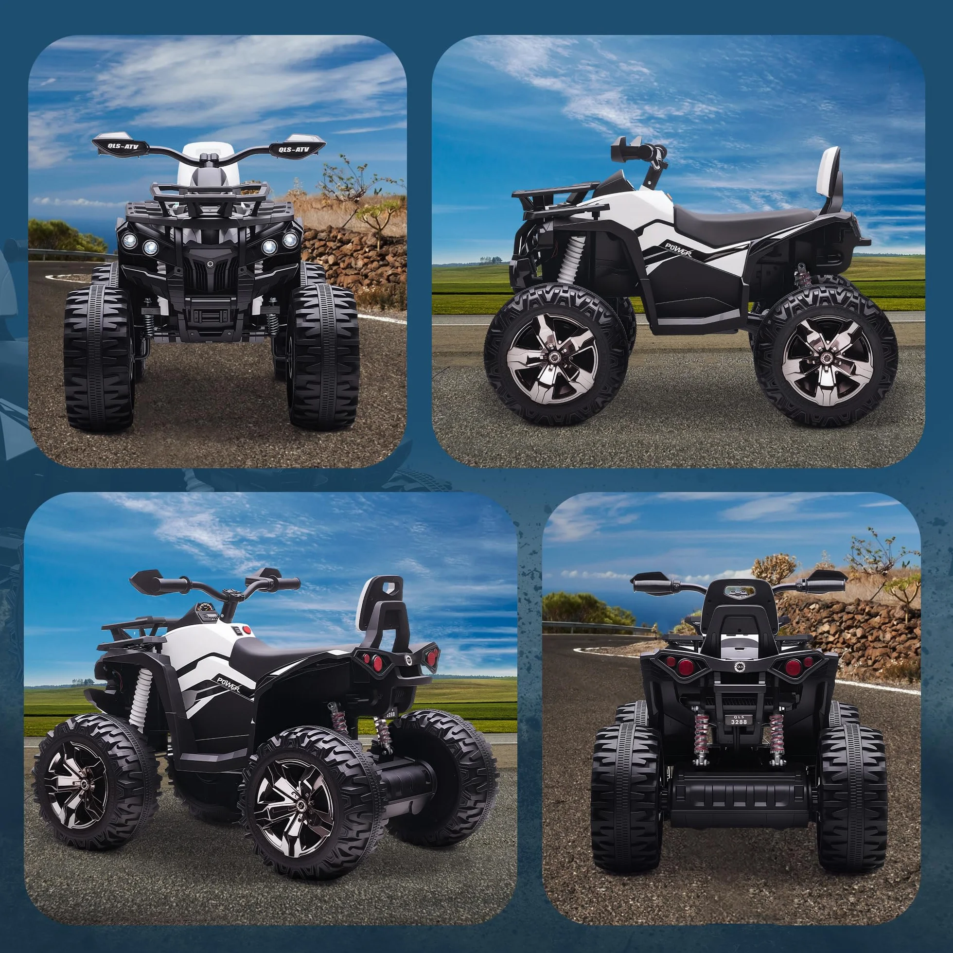 HOMCOM Quad Eléctrico para Niños 12V 10AH 2 Motores 3–8 km/h LED MP3 USB Blanco