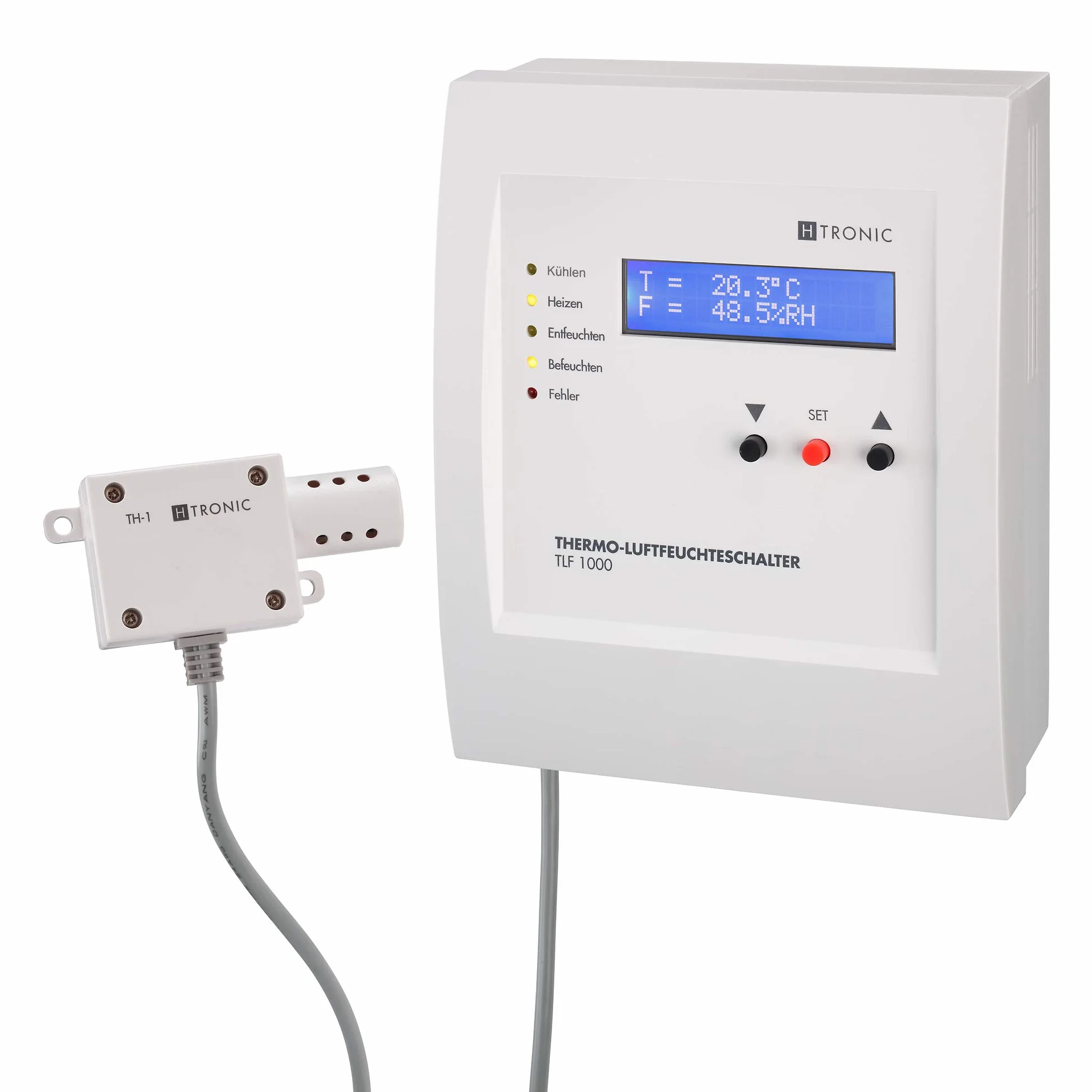 TLF1000 - Interruptor de temperatura y humedad (incluye sensor, termostato, higrostato, 230 V)