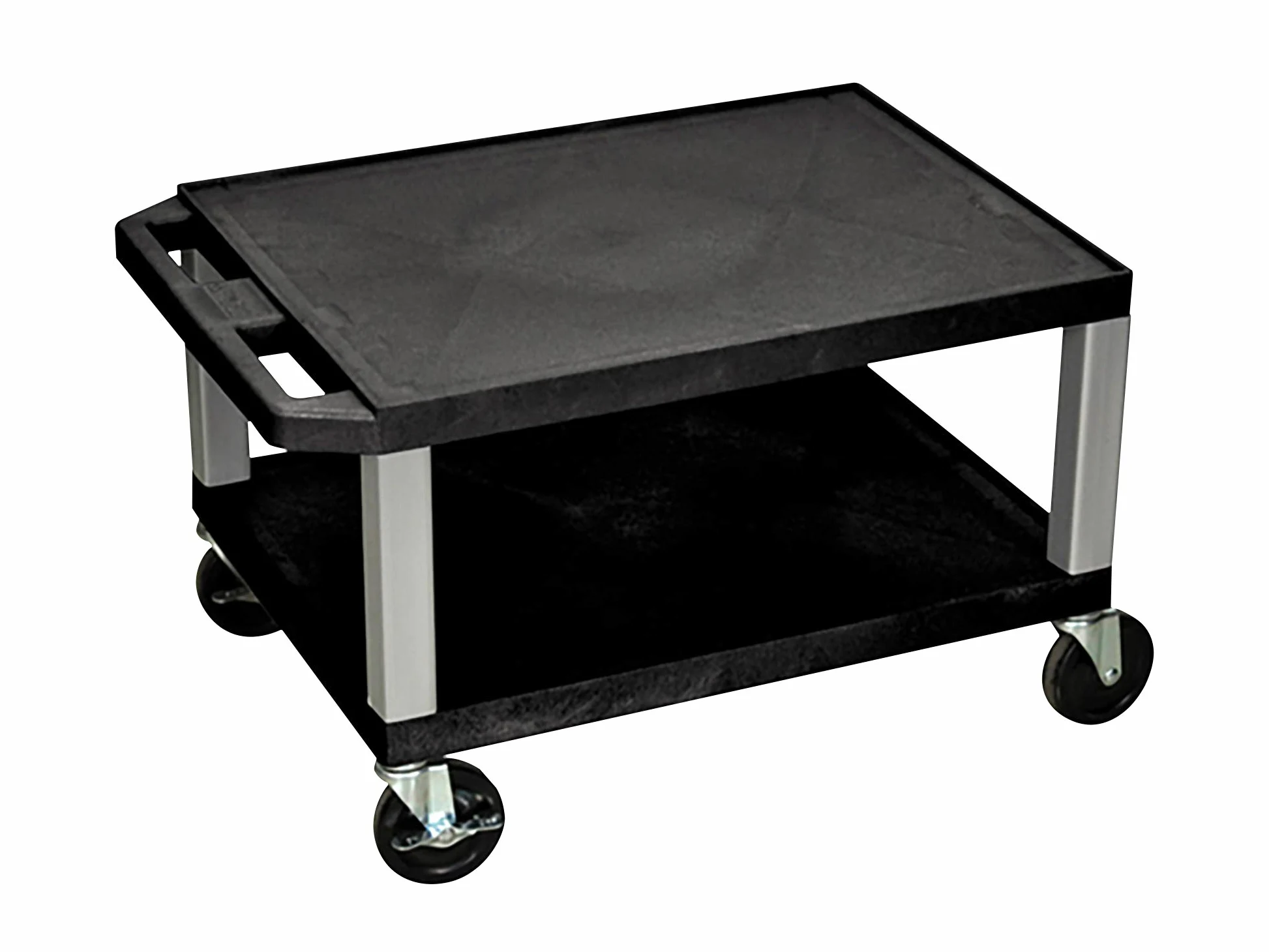 Luxor Carro Multiusos de 40,6 cm de Alto con 2 estantes, Color Negro con Patas