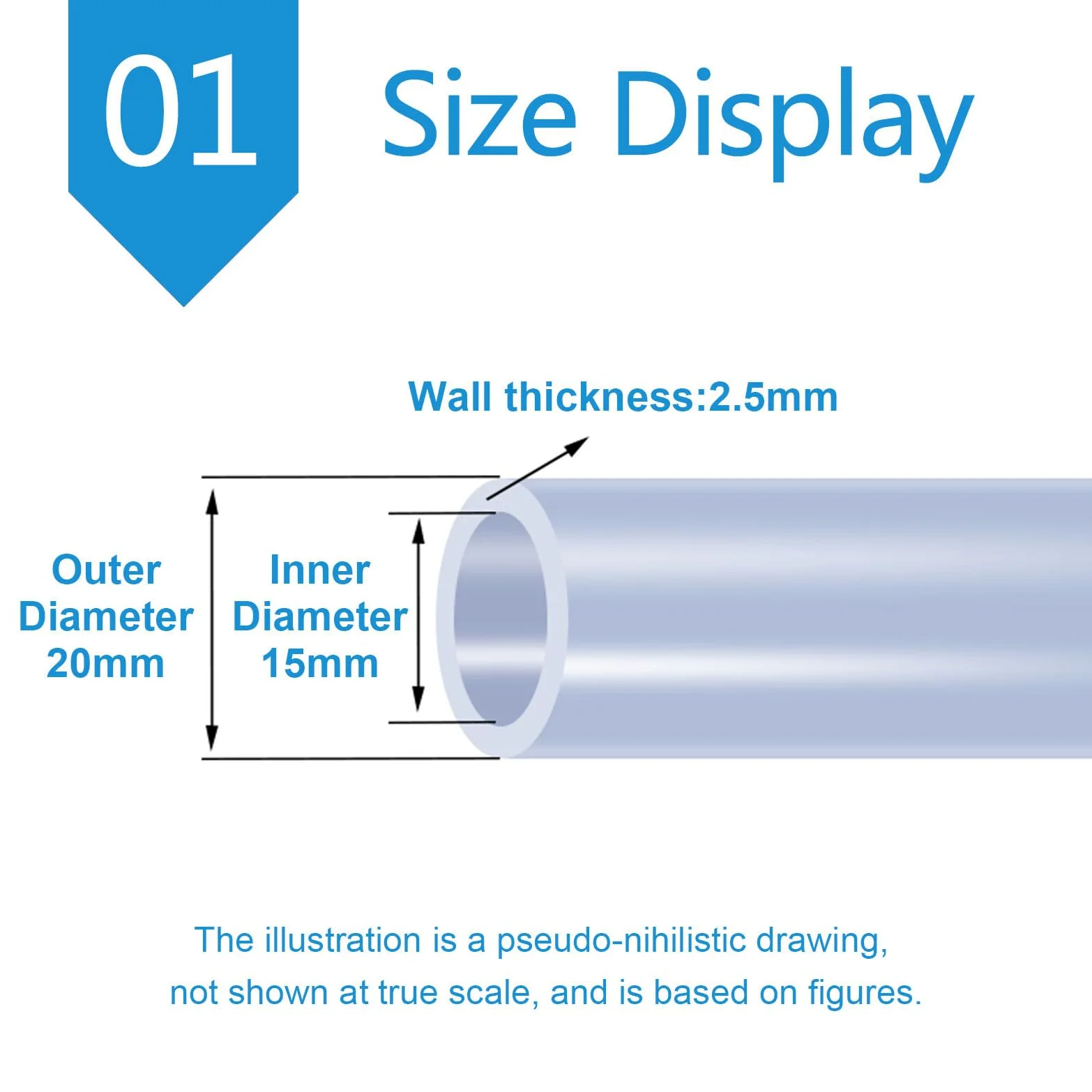 Tubo de silicona transparente OD20mm ID15mm Longitud 10 metros