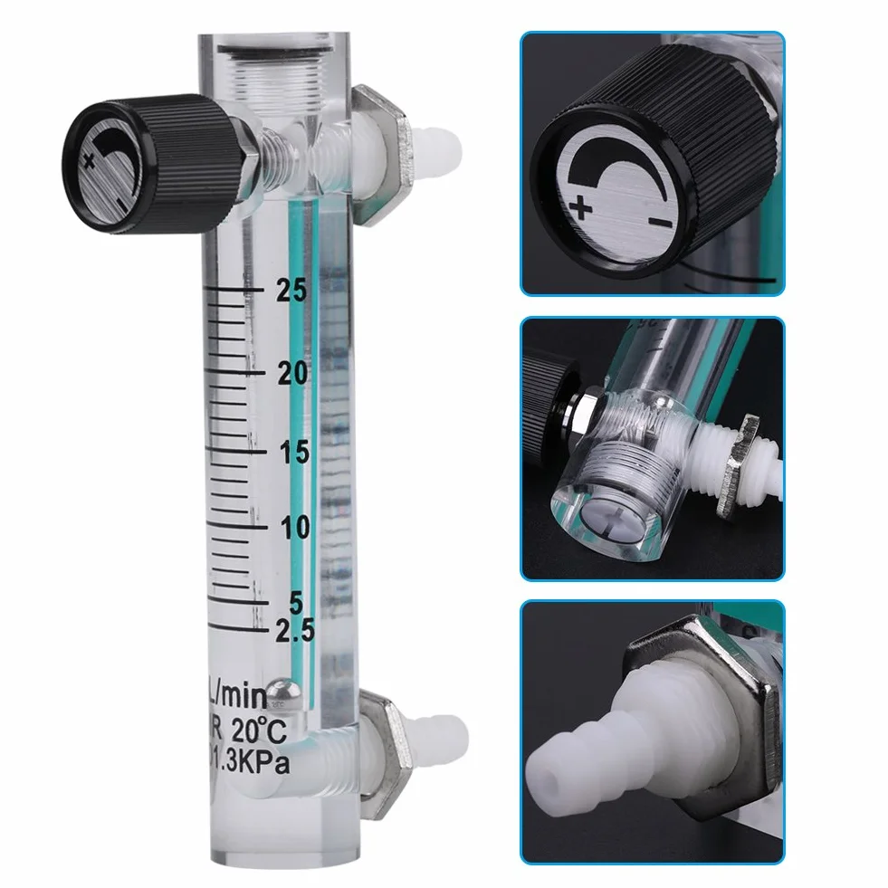 Flujómetro de Gas de Aire Acrílico 2.5-25LPM con Válvula de Control