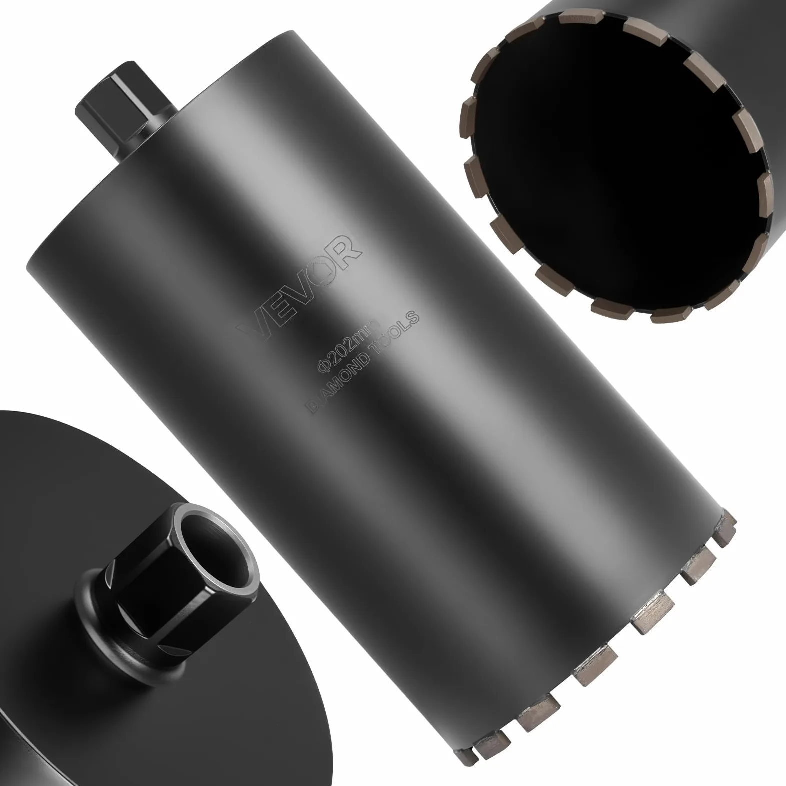 VEVOR Broca de Diamante para Perforación en Húmedo, 203 mm de Diámetro, 356 mm Profundidad de Perforación, Tecnología de Soldadura de Alta Precisión, para Hormigón Armado, Ladrillo y Mampostería