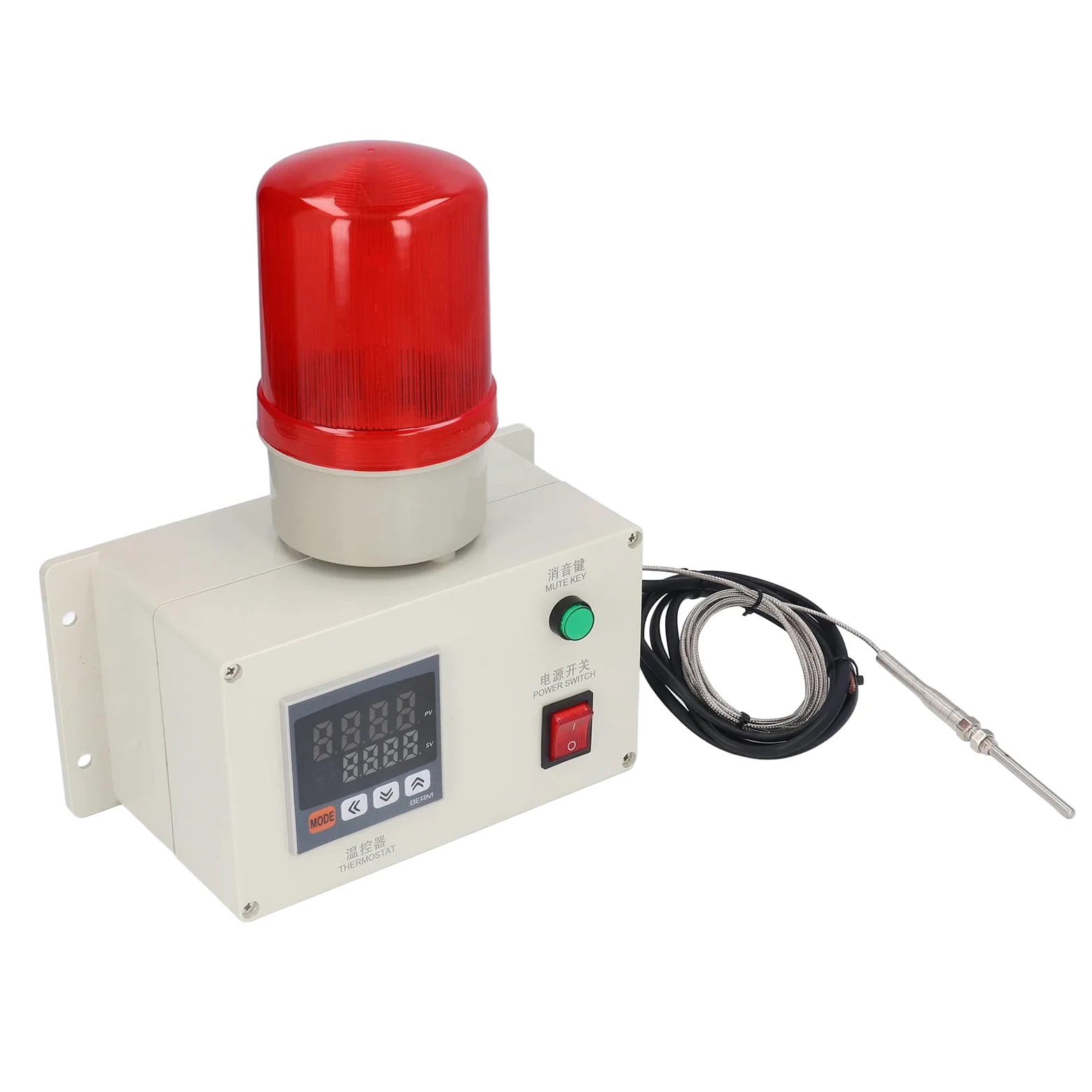Termostato de Advertencia Automático con Alarma de Temperatura Intermitente, CA 220V para Laboratorio, Oficina y Almacén
