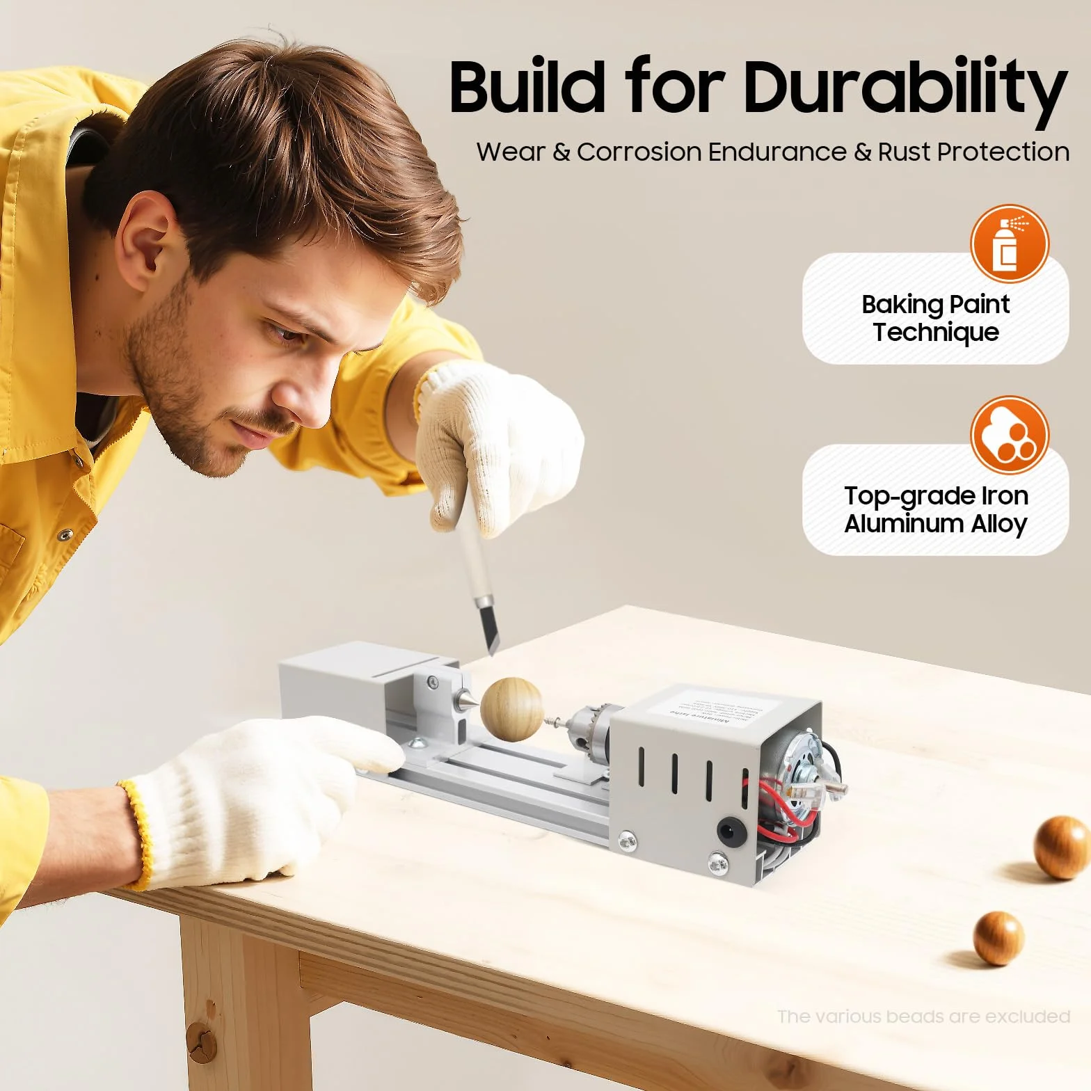 Torno de metal de 7 niveles, mini torno de mesa para trabajar la madera, torno de cuentas, pulidora de madera, herramienta de madera, minitorno, 4000-9000U/Mi