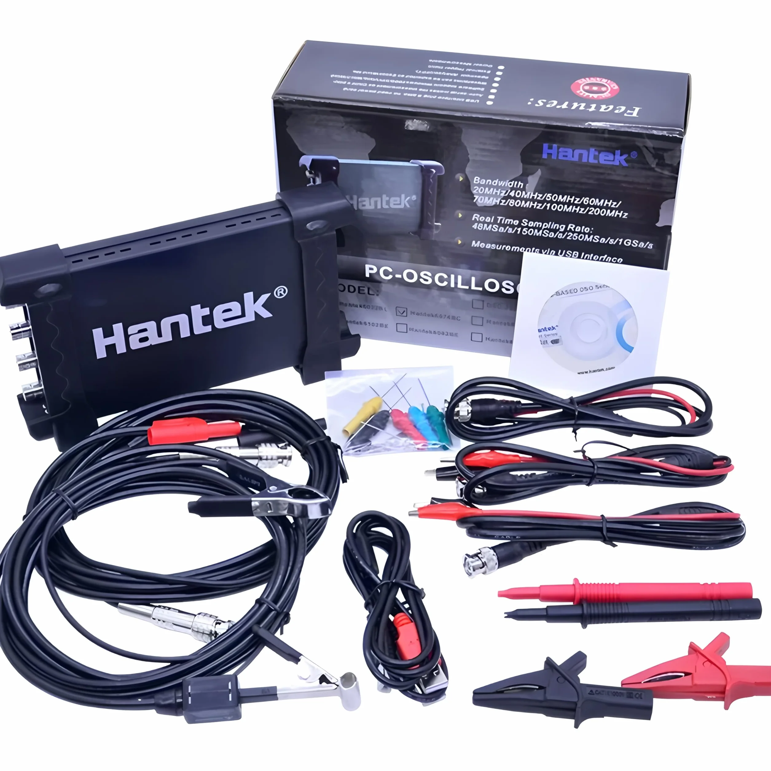 Hantek Qingdao Automotive USB/PC Osciloscopio Hantek6074BE Kit I II III IV 4 canales Osciloscopio Hantek Qingdao Automotive USB Osciloscopio 70MHz 1GSa/s (Hantek6074BE-kit II)