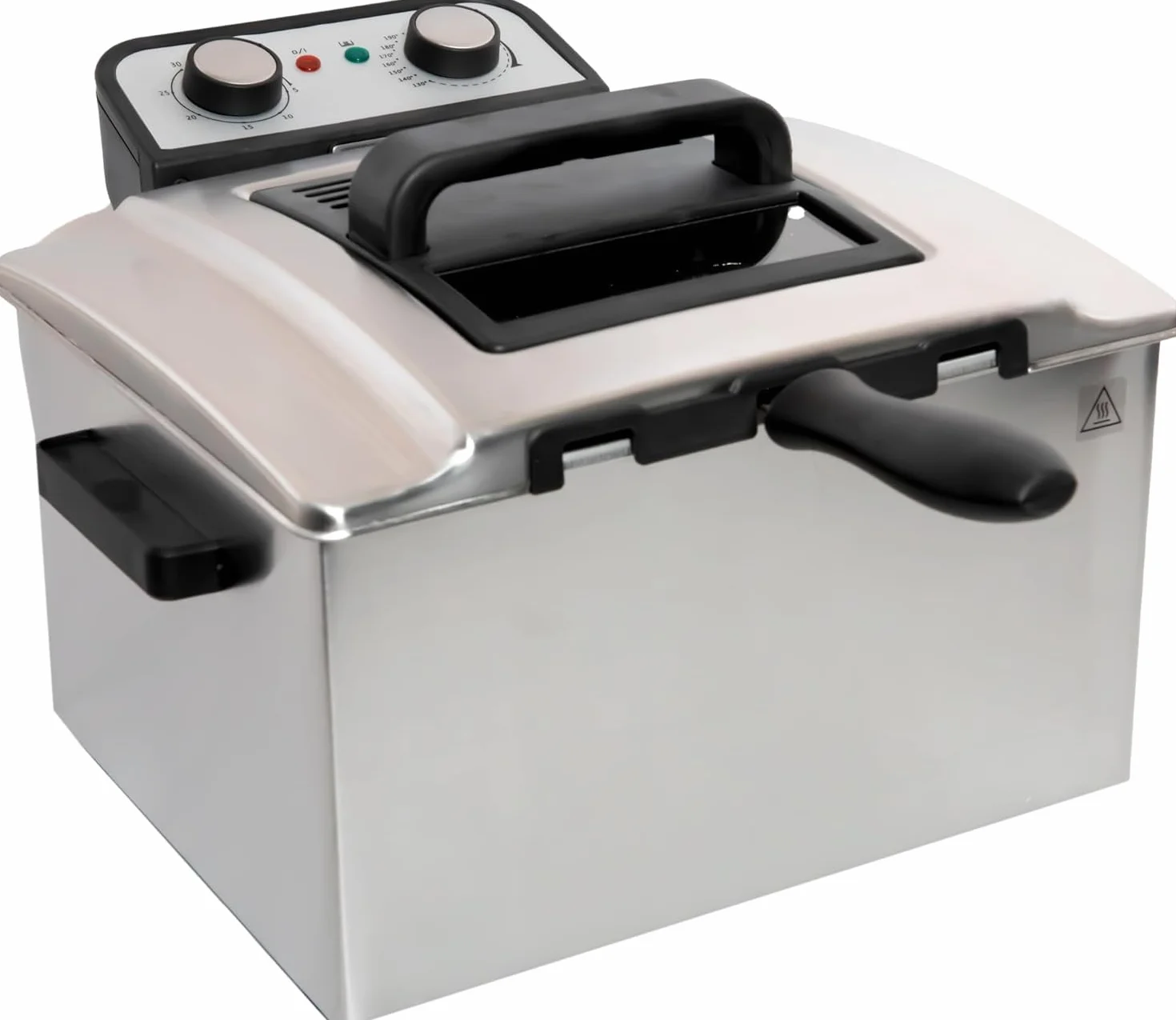 MAXELLPOWER Freidora Eléctrica 5L de Acero Inoxidable 3000W Rendimiento Potente Gran Capacidad y Control Preciso de Temperatura Doble Seguridad Térmica Indicador LED Cuerpo Duradero (5 LITROS)