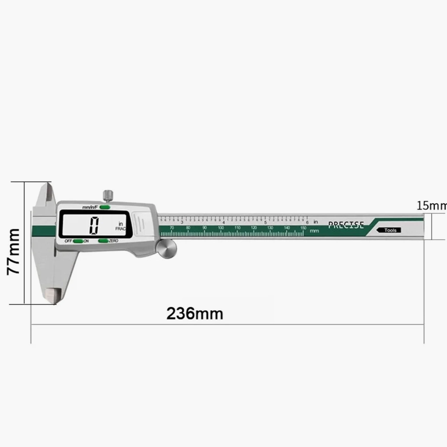 Calibrador digital ET50 de 150 mm de acero inoxidable, con precisión de 0,01 mm for componentes mecánicos.