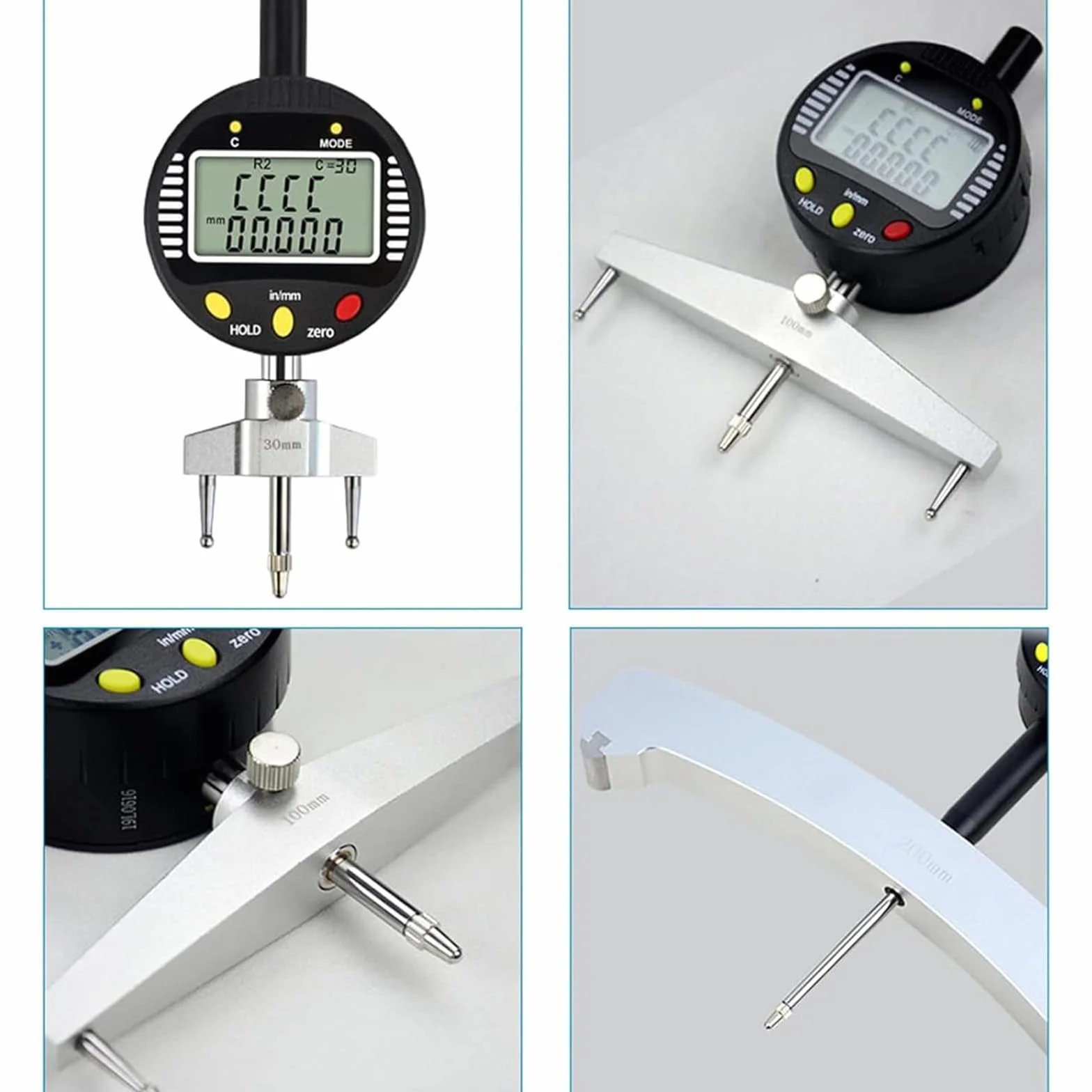 Medidor Electrónico Radio Interior Y Exterior,Medidor Radio Digital Alta Precisión,Rango Medición 0-50,8 Mm,Precisión 30um,para Piezas Mecánicas,Moldes Madera