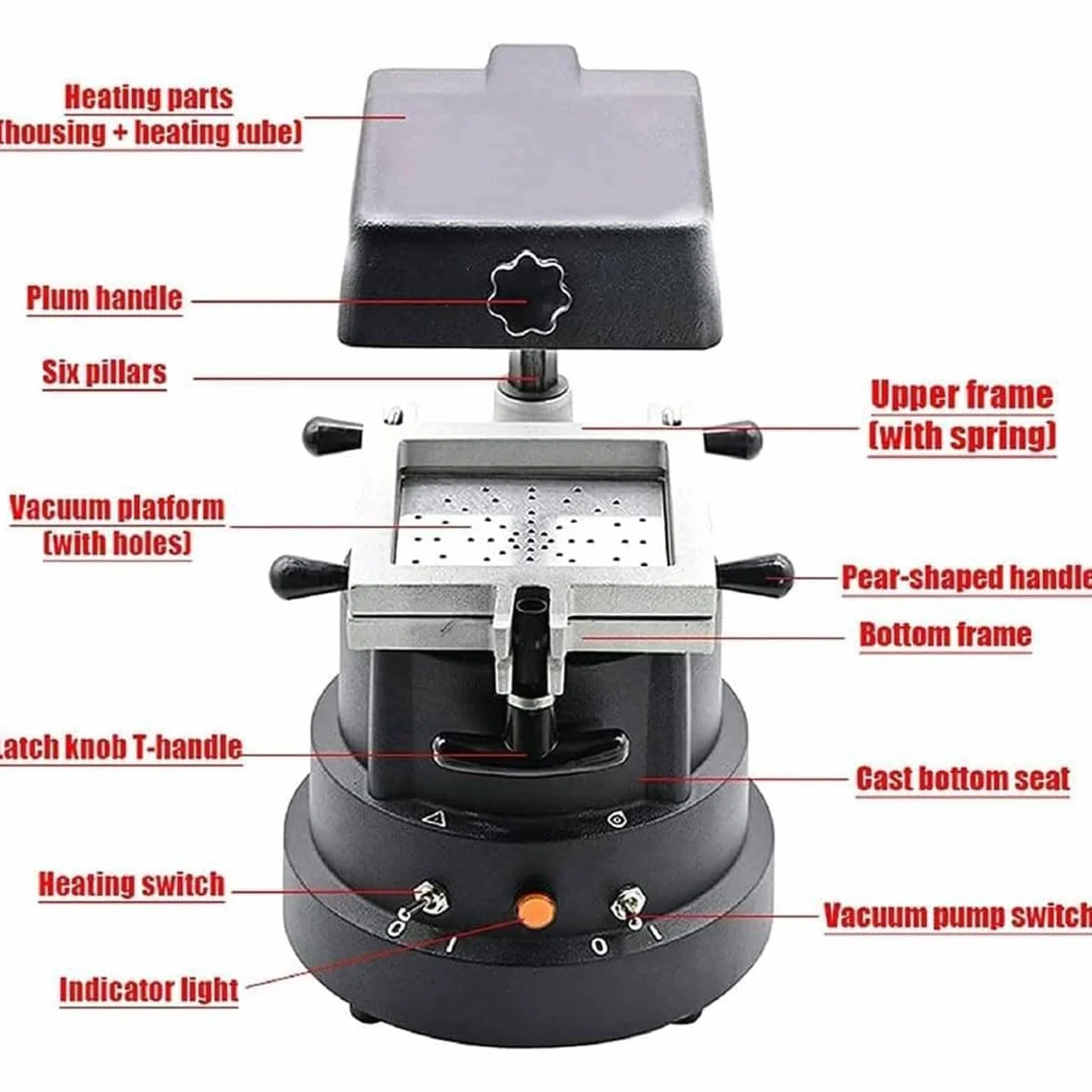 Máquina De Moldeo Por Vacío Dental 1200W, Equipo De Laboratorio De Termoformado, Herramienta De Fabricación De Material Bucal Para Laminador Dental, Sin Necesidad De Bolas De Acero