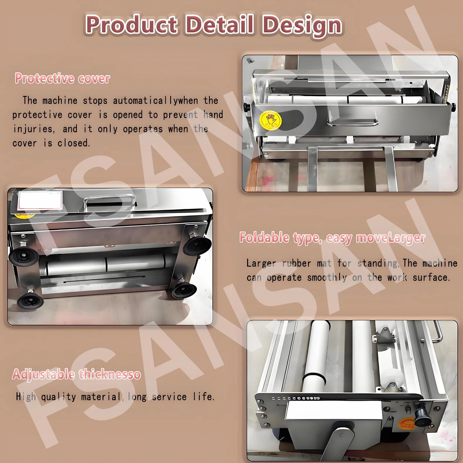 Laminadora De Masa Comercial, Laminadora Reversible De Hojaldre Y Fondant, Laminadora Manual, Grosor Ajustable De 0 a 25 Mm, Laminadora Plegable para Panaderías Y Repostería,Model400
