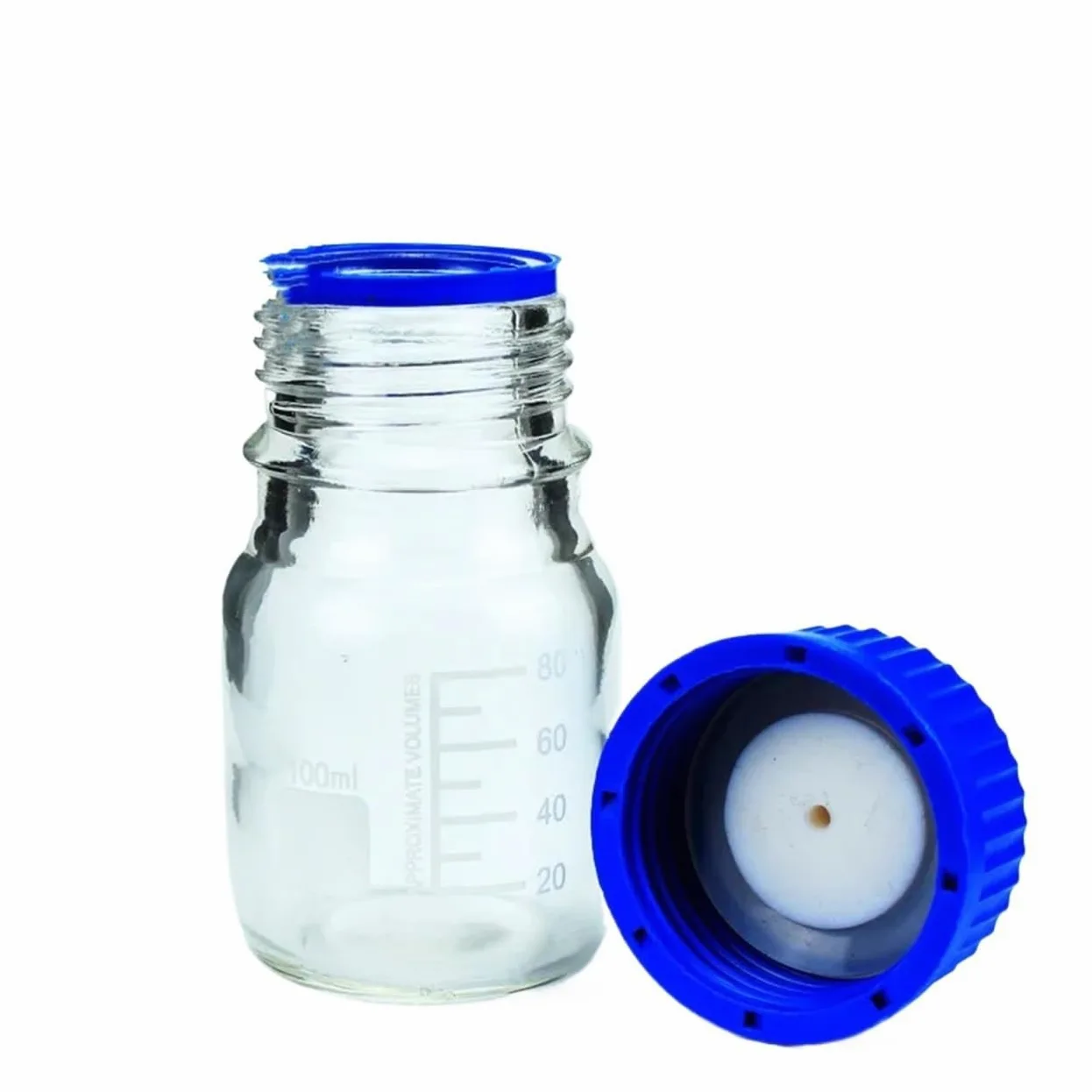 ApuaVireo&Co Frasco de Vidrio for reactivos de Laboratorio, Frasco de Vidrio de borosilicato con Tapa de Seguridad GL45, 100 ml-1000 ml, 1-3 Orificios.(500ml 3 Holes)