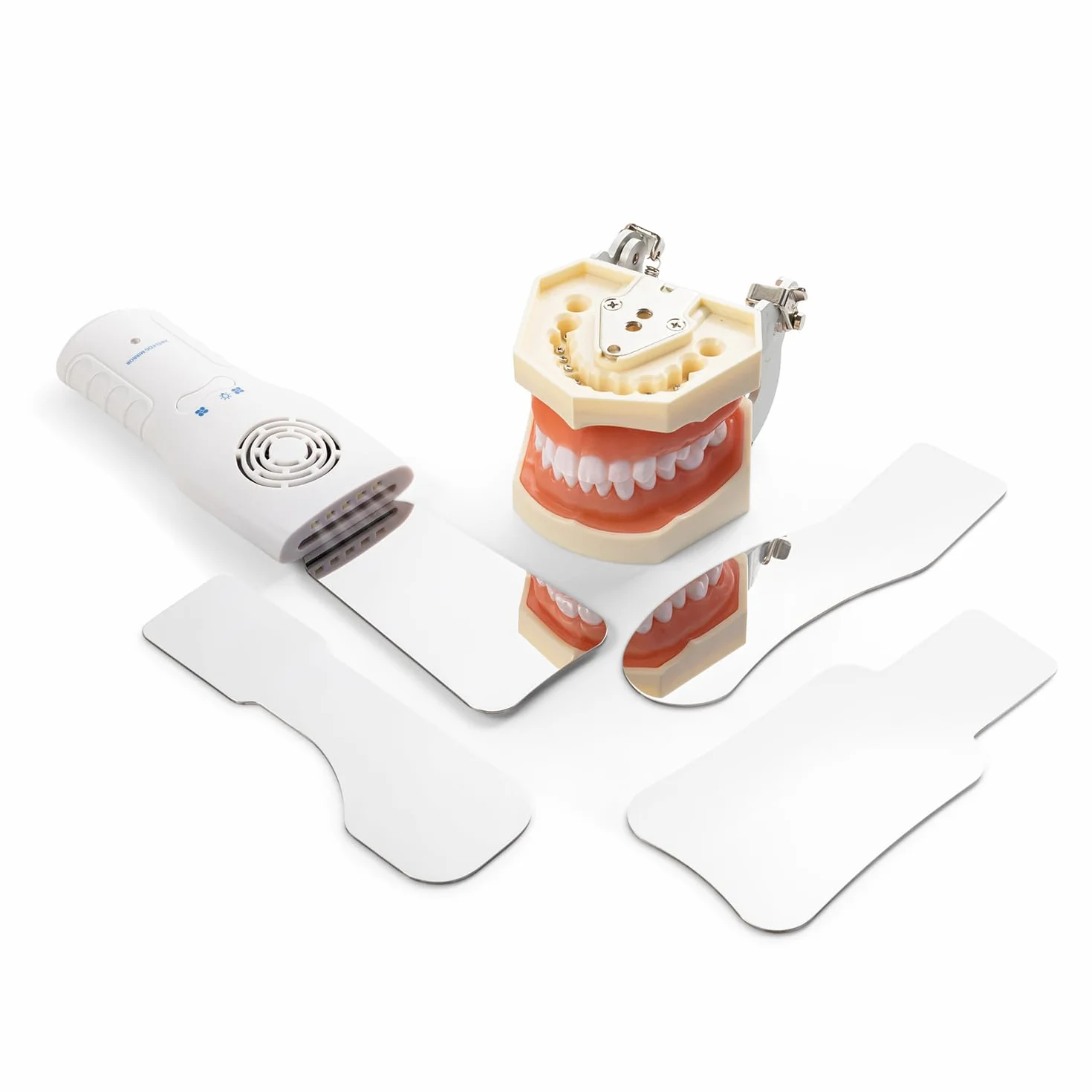 Espejos intraorales para fotografía dental, espejo reflector, oclusal de cristal, ortodóntico de dos caras, LED, cargador inalámbrico y ventilador