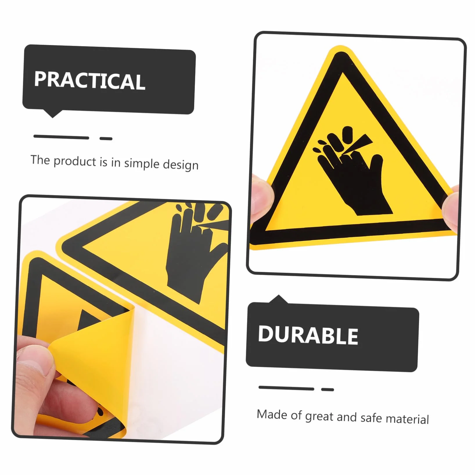 GLEAVI 6 Piezas Pegatinas de Advertencia de Cortes Seguridad para Maquinaria Señal de Precaución Lesiones Adhesivos Duraderos