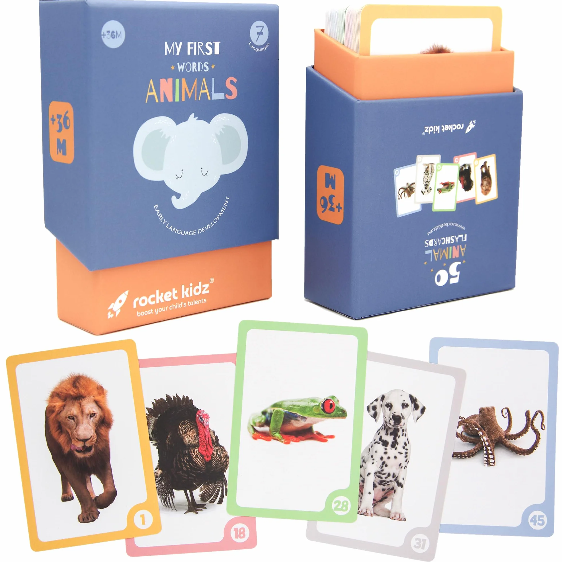 Mis Primeras Palabras Animales - 50 Tarjetas Montessori Animales Estimulación Temprana Lenguaje Bebés Niños 7 Idiomas