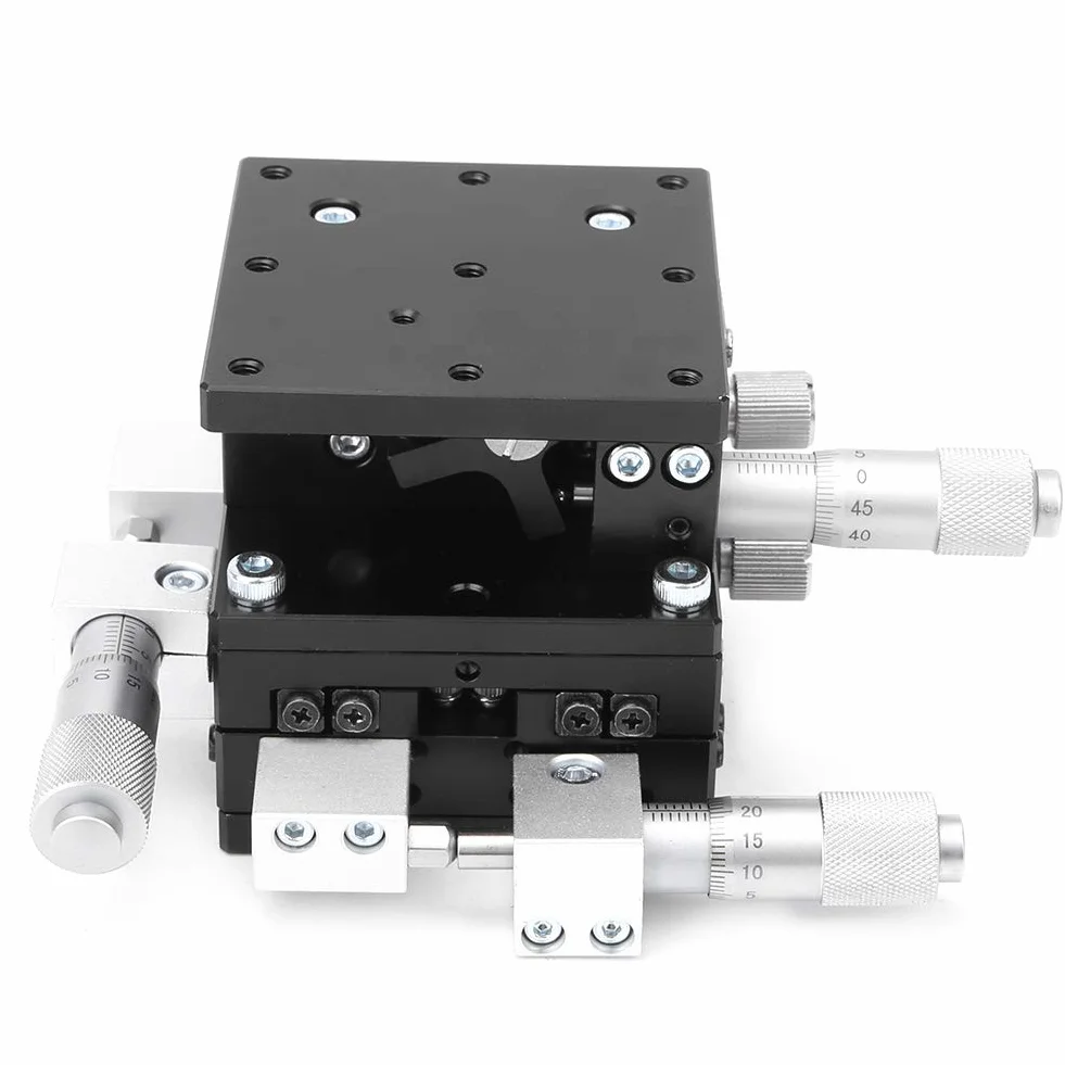 LD60-LM XYZ Plataforma de Recorte de Escenario Lineal de 3 Ejes, 60 x 60 mm Plataforma de Ajuste de Cojinete de Ajuste de Plataforma Lineal Manual Mesa deslizante