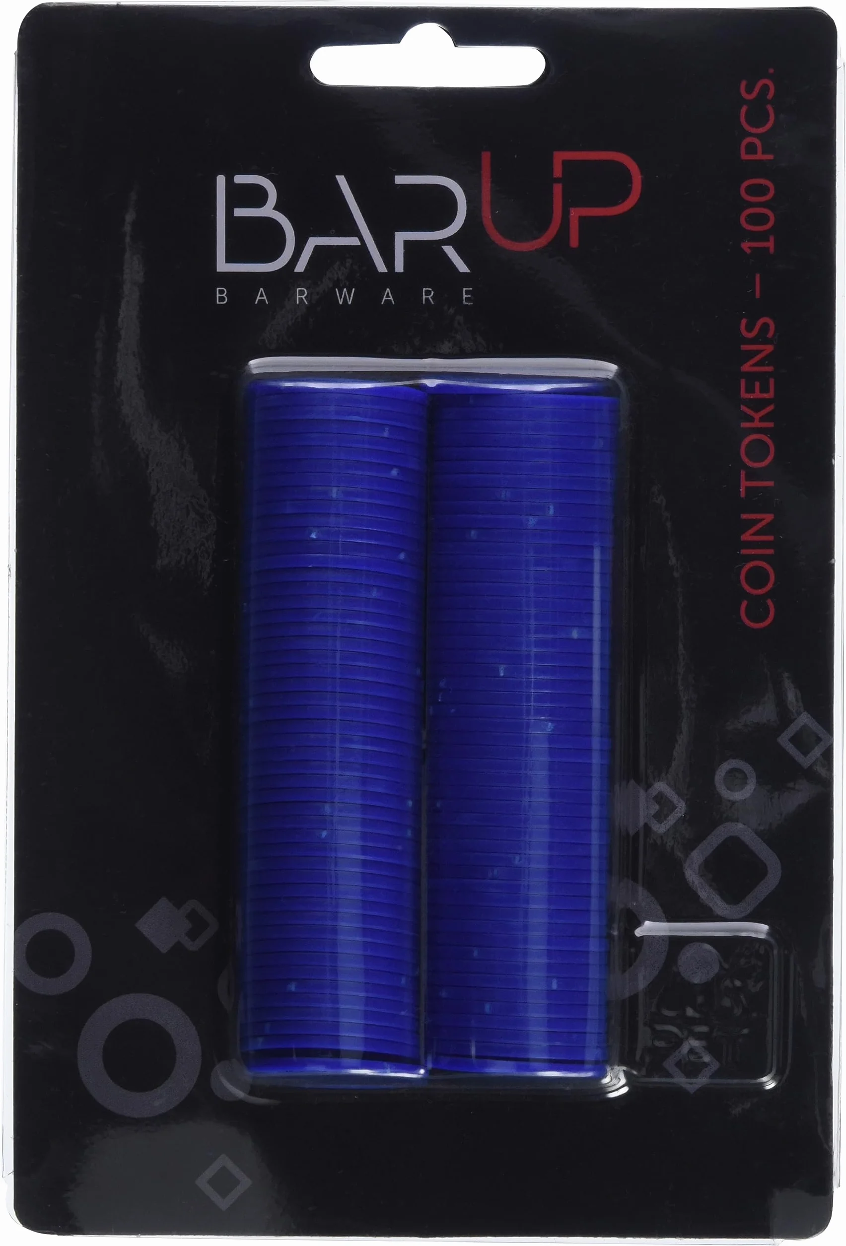 HENDI Fichas plásticas grabadas con símbolo del euro, BarUp, reutilizables, 100 uds, ⌀25mm, ABS, azul