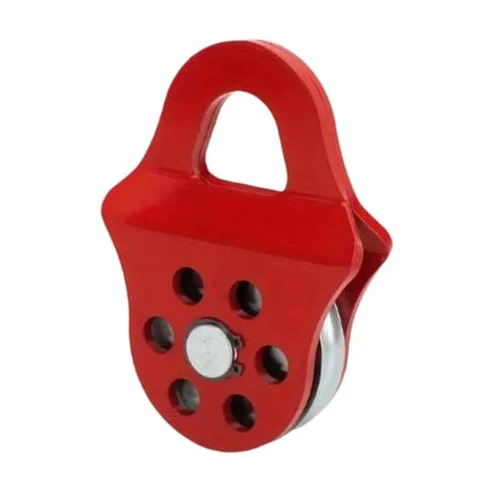 Polea de cabrestante de bloque de bloqueo de 6 toneladas, accesorio industrial para cable sintético/acero, polea roja para aparejos y elevación
