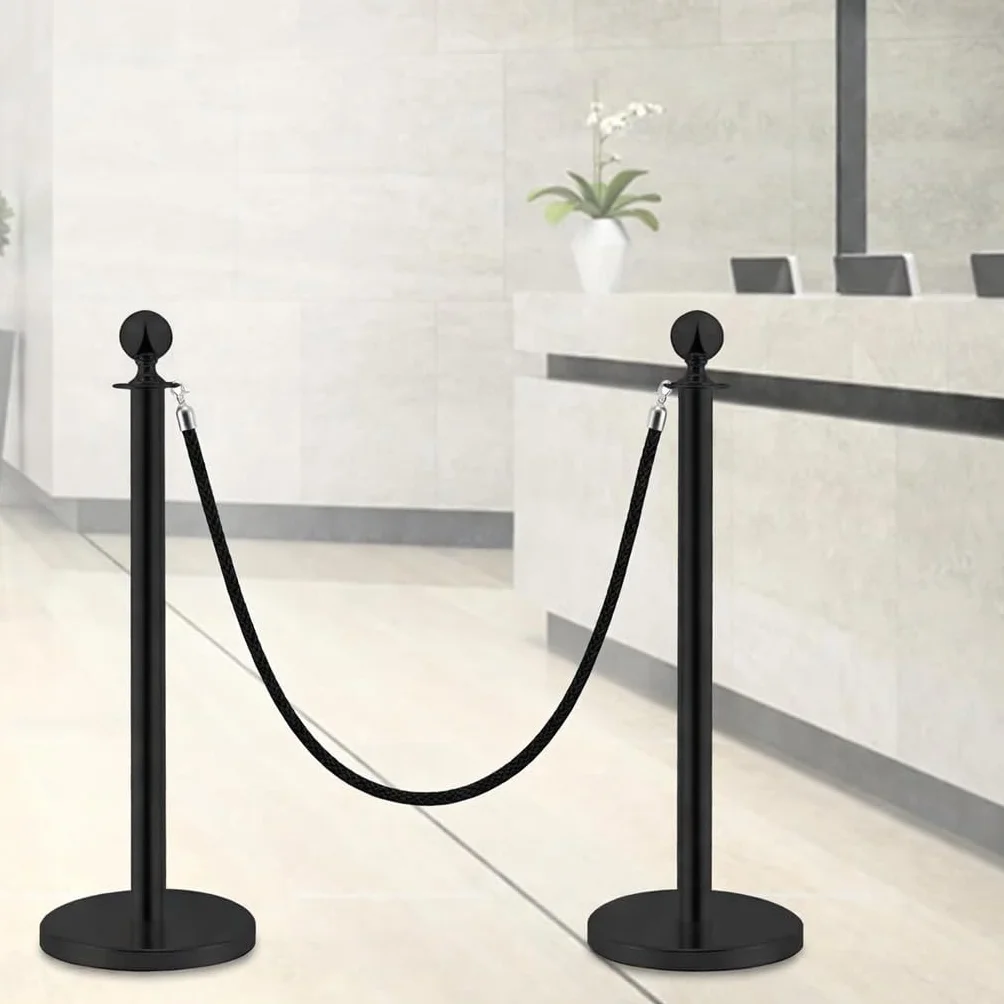Postes Separadores de Acero Inoxidable Negro 90 cm 2 Piezas Control de Multitudes