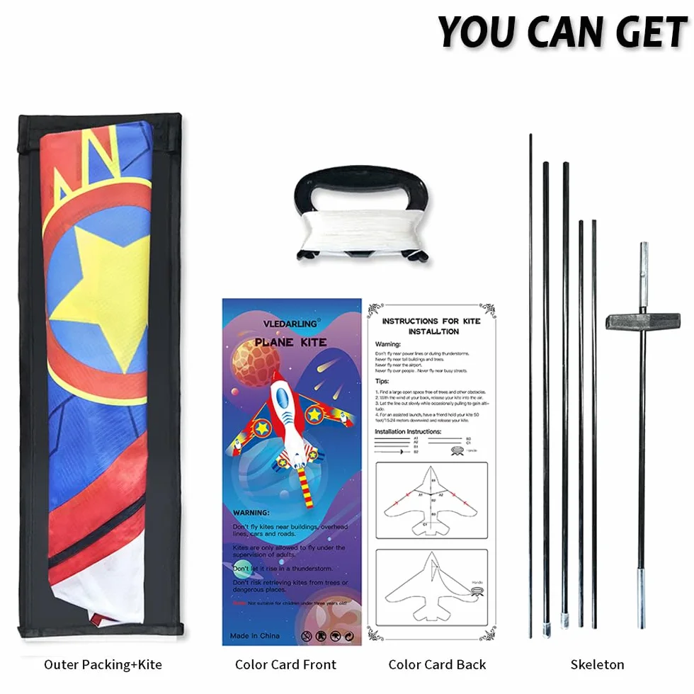 Cometa de avión para niños y adultos, regalo fácil de volar, incluye 100 m hilo