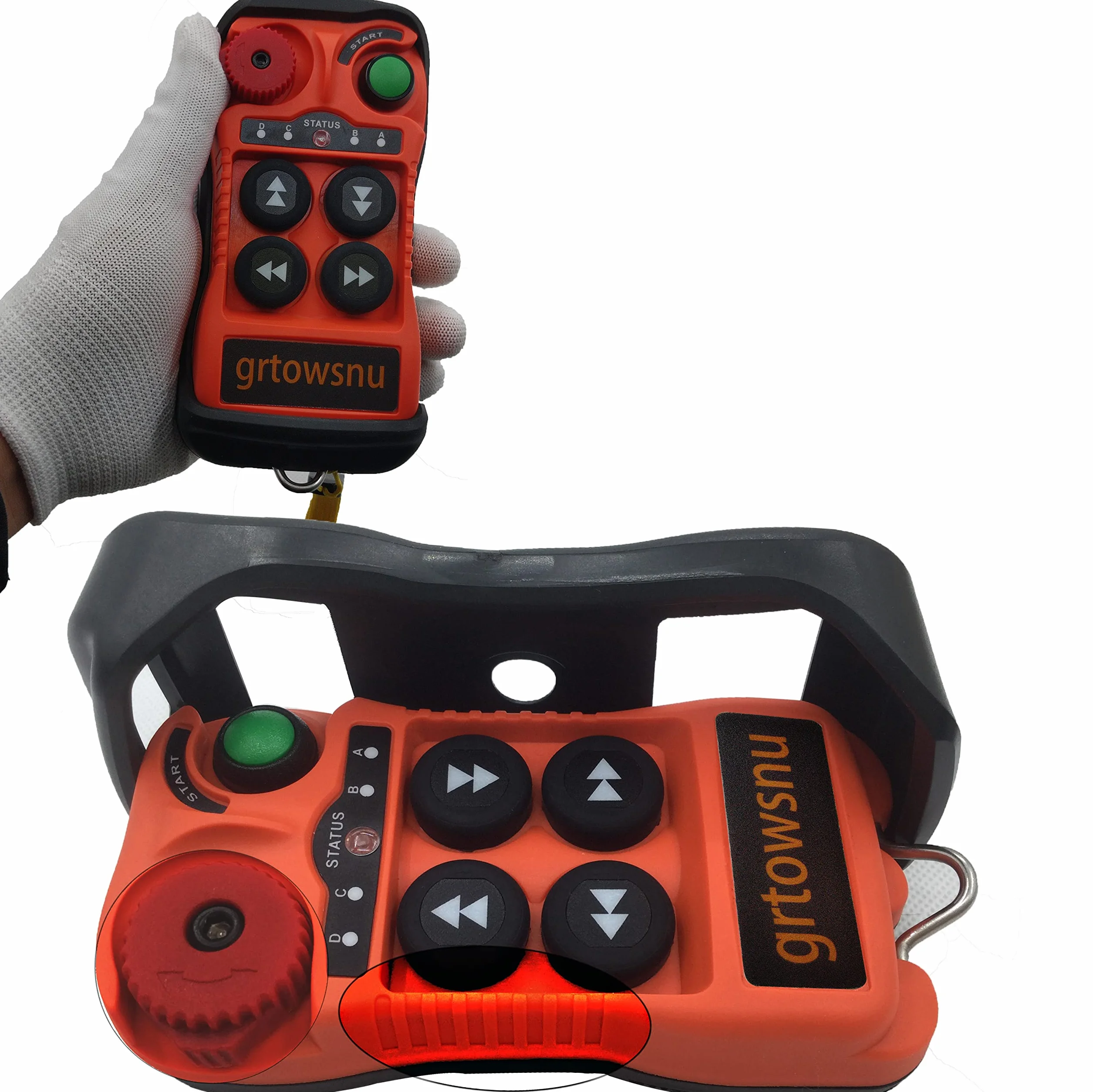 220V 4 Botones Industrial Inalámbrico Control Remoto Polipasto Eléctrico Cabrestante Elevador Puente Grúa Remolque de camión Remolque basculante Transmisor y receptor | Control inalámbrico para polipasto eléctrico, remolque, 4 botones de canal