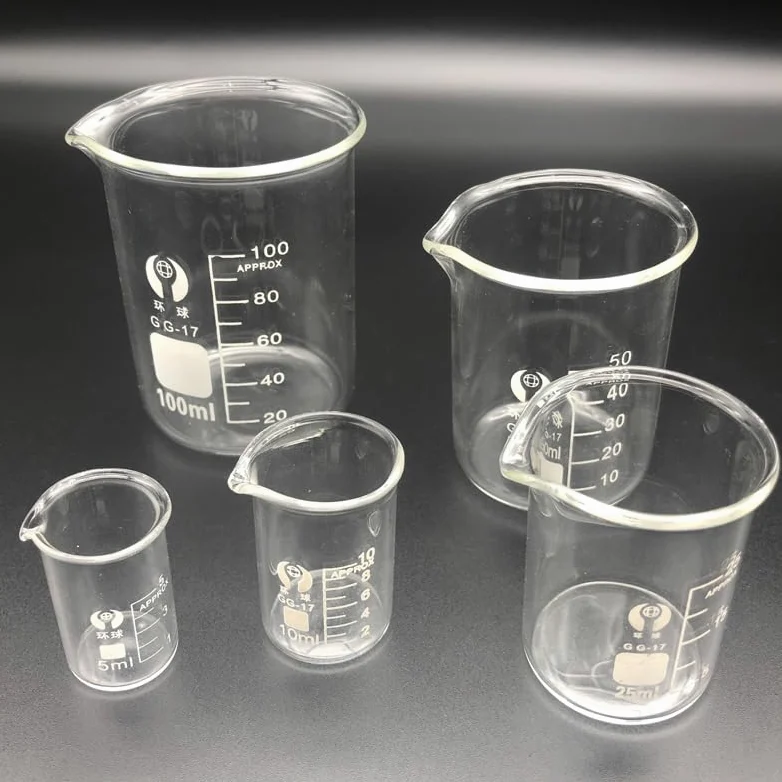 1 Juego de Vaso de Vidrio de Laboratorio borosilicato 3,3 Taza de Cocina de Vidrio de medición de Laboratorio(Set 3)