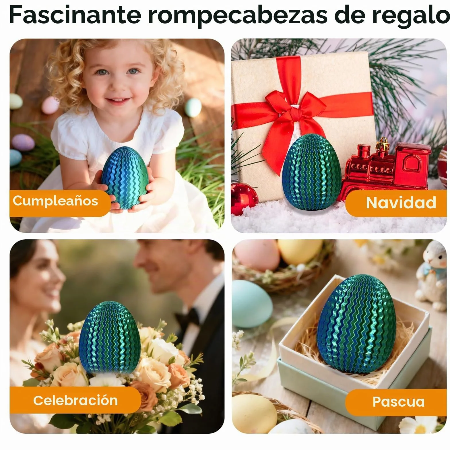 Caja Misteriosa Enigma Laberinto Ovalado Impresa 3D Azul-Verde Compartimento Secreto Cilindro Código Entrenamiento Concentración