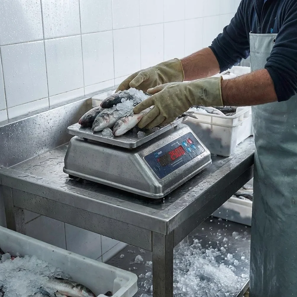 BDCOM Super-SS Balanza Digital Profesional, Acero Inoxidable, Doble Pantalla LED Roja, 30 kg Capacidad, 2g de precisión, Sobremesa, IP67 Estanca, Para Industria Alimentaria