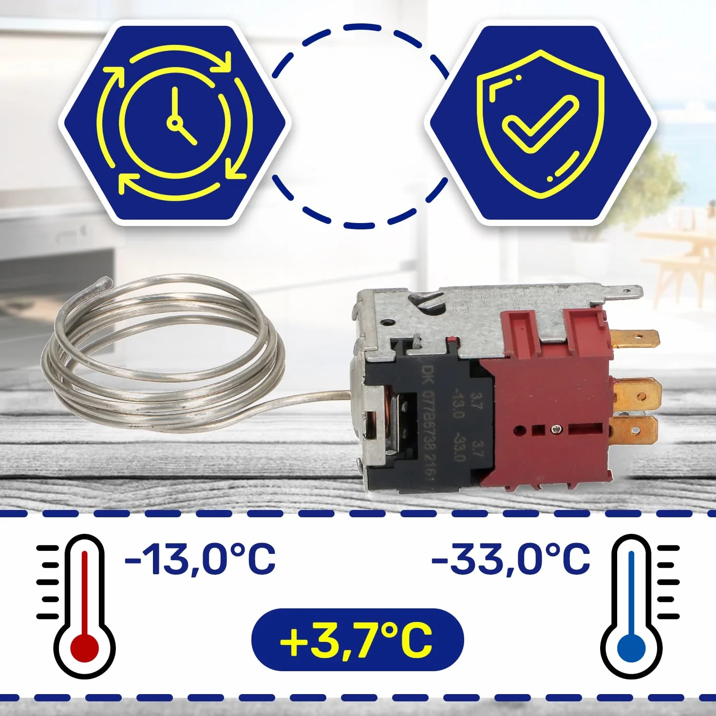 Termostato Gorenje 077B6738 125/250V 6A 800 mm 4 Contactos 6,3 mm AMP