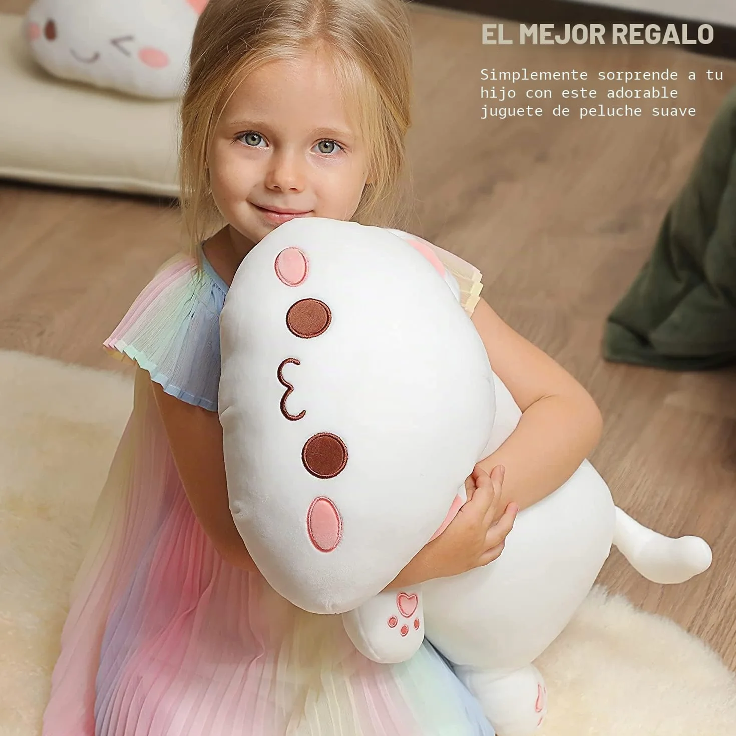 Peluche Gato, Animales de Peluche, Juguete de Felpa Suave para Abrazar, Cojín Decorativo para Sofá Hogar, Regalo para Niños