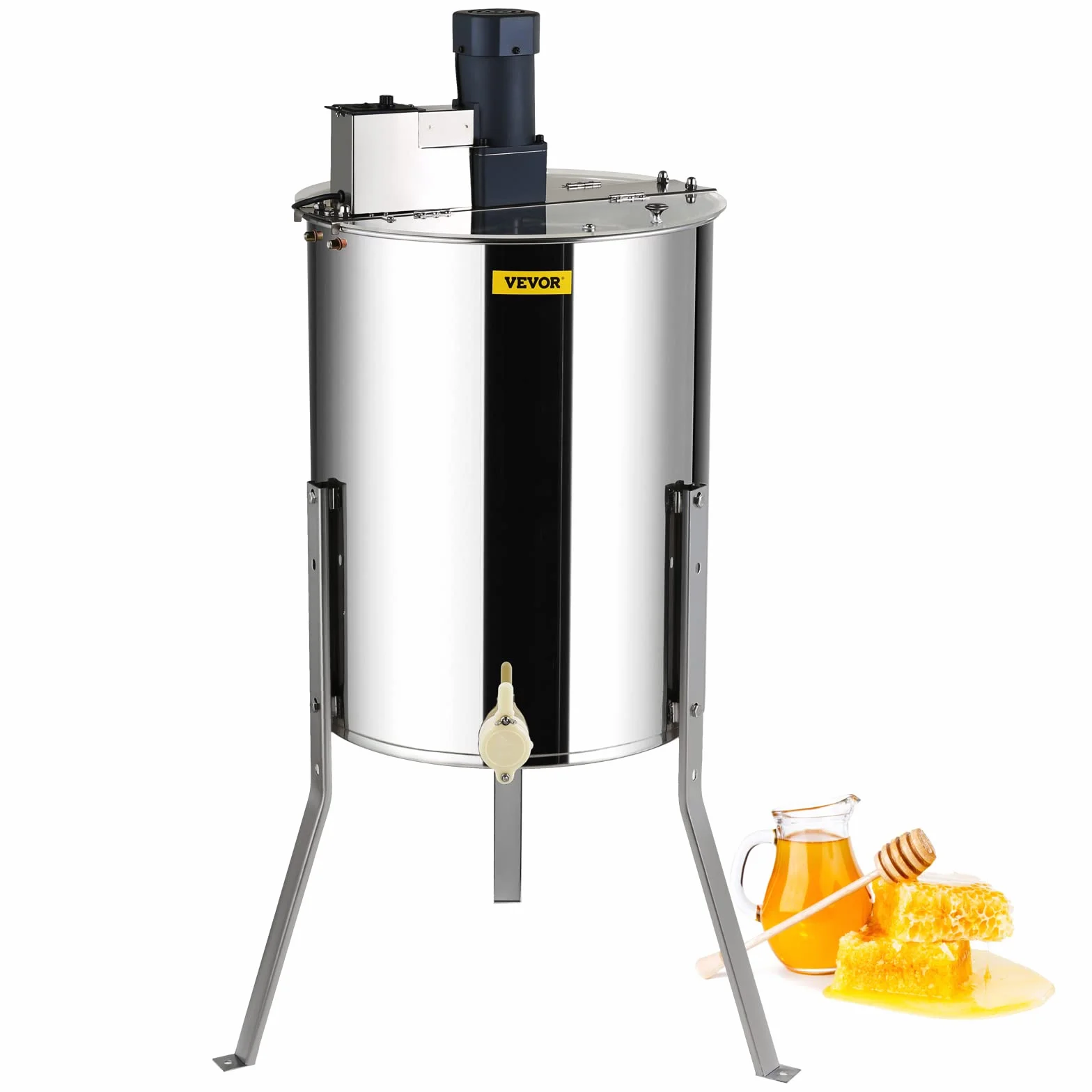 VEVOR Extractor de Miel Eléctrico 4/8 Marcos Centrífuga Separador de Miel 140 W de Acero Inoxidable con Tapa Adecuado para Nido de Abejas Tamaño Profundo 48 x 23 cm Mediano 48 x 16 cm Altura Ajustable