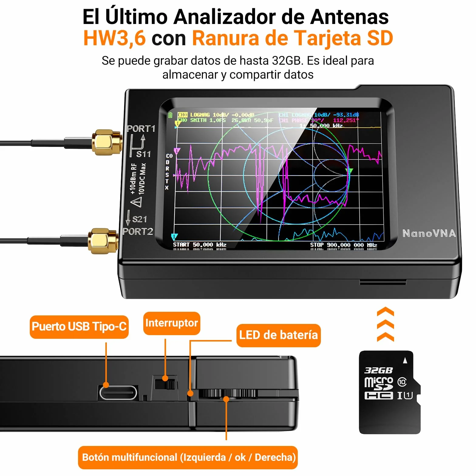 Elikliv NanoVNA-H Analizador Vectorial de Redes, Analizador de Antenas 10KHz-1,5GHz, HF VHF UHF Medición de Parámetros S, VSWR y Análisis de Picos, Fase, Retardo, Gráfico Smith