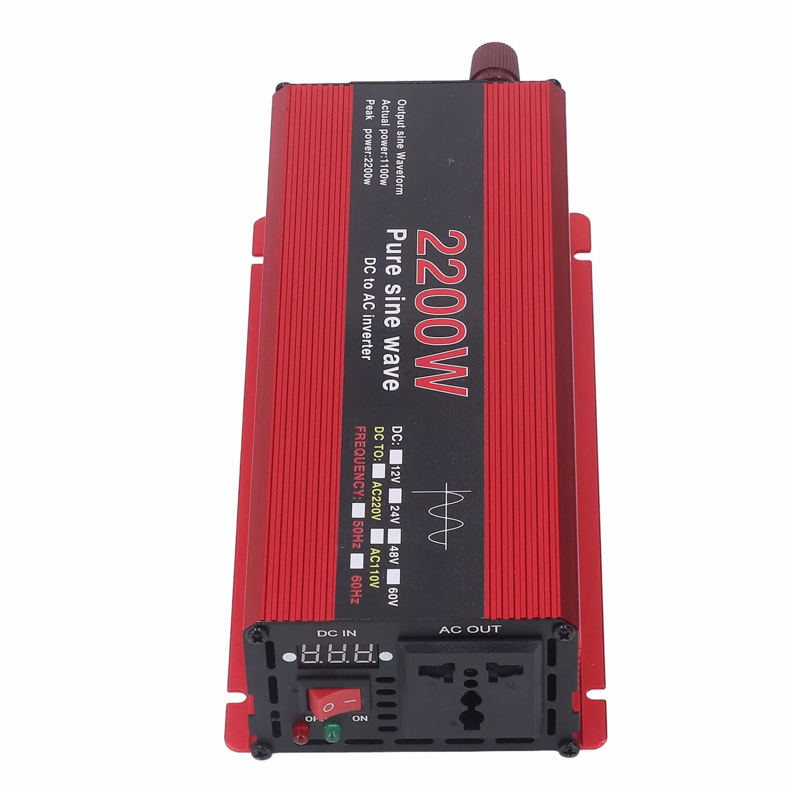 Inversor de Onda Sinusoidal, Inversor Solar de bajo Ruido de 2200 W CC 12 V a CA 220 V Protección de Circuito para Uso Doméstico