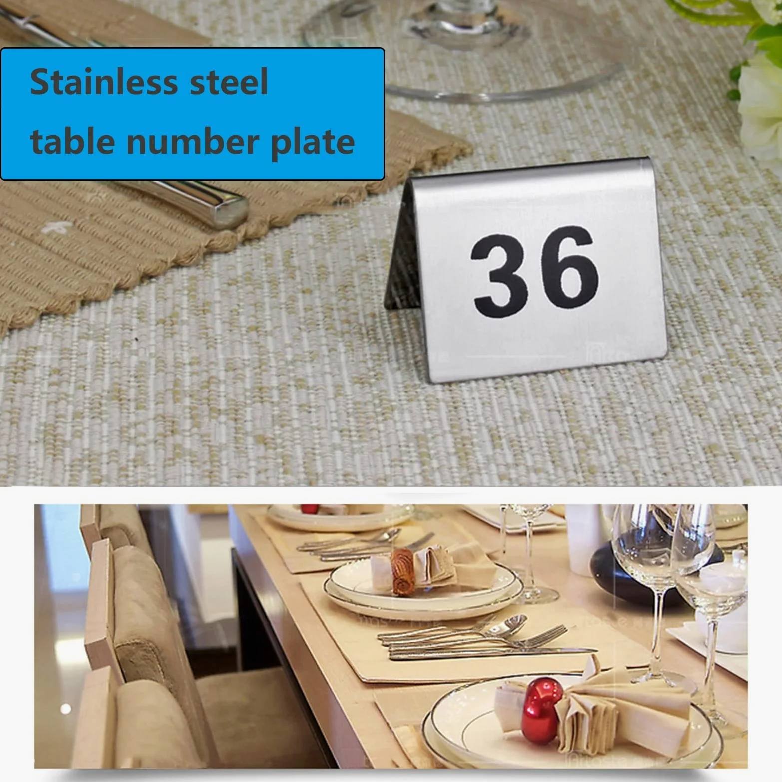 V3VOGUE Números De Mesa De Carpa De Acero Inoxidable Estilo, Números De Doble Cara para Un Fácil Reconocimiento, 1 A 50/100 Signo De Número De Mesa para Boda/Restaurante/Cafés