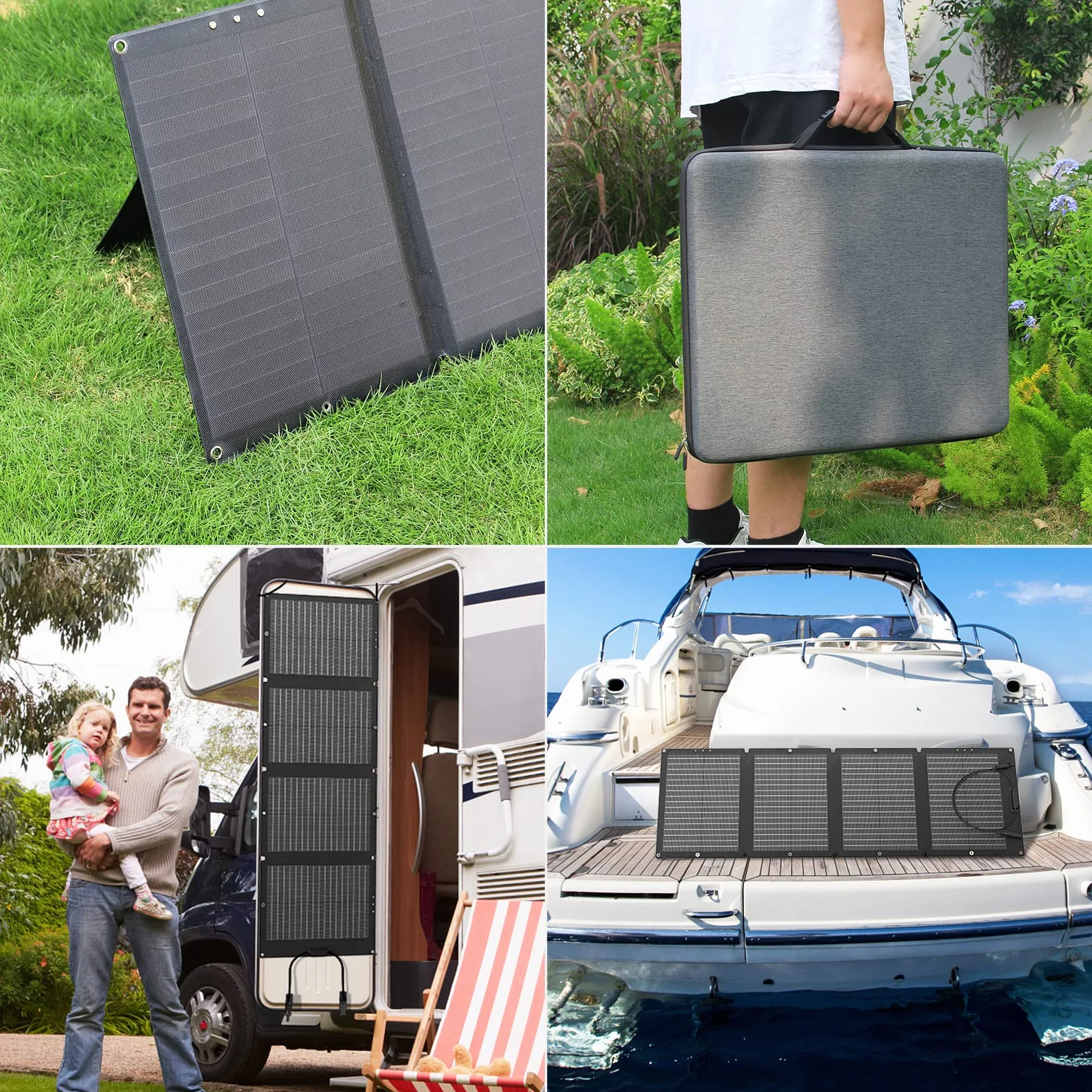 SinKeu Panel solar plegable de 120 W, cargador solar portátil con bolsa de transporte, resistente al agua con salidas MC4/Anderson/XT60/CC, 19,8 V, 6 A, ideal para estaciones de energía, generadores