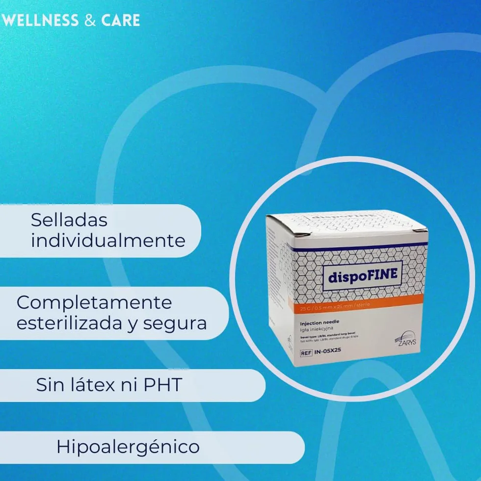 Agujas Desechables 16G 21G 23G 26G 30G 2 Tubos Relleno 3-5ml Esterilizado