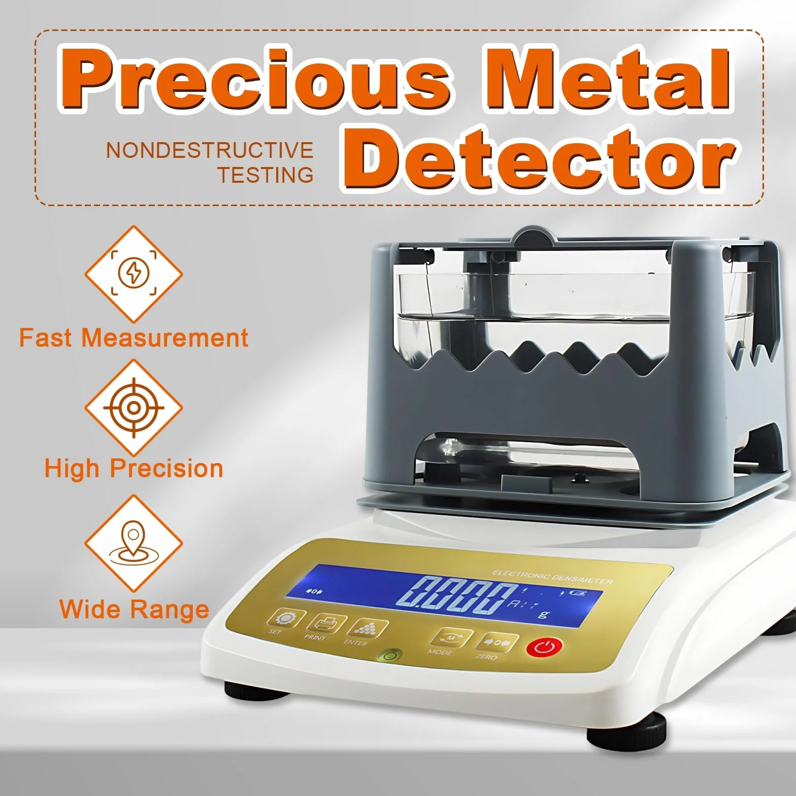 Probador Electrónico De Pureza De Oro Y Máquina De Test De Oro Densímetro Alta Precisión Para Joyerías, Casas De Empeño, Laboratorios Y Evaluación De Metales Preciosos(Shop-300g)