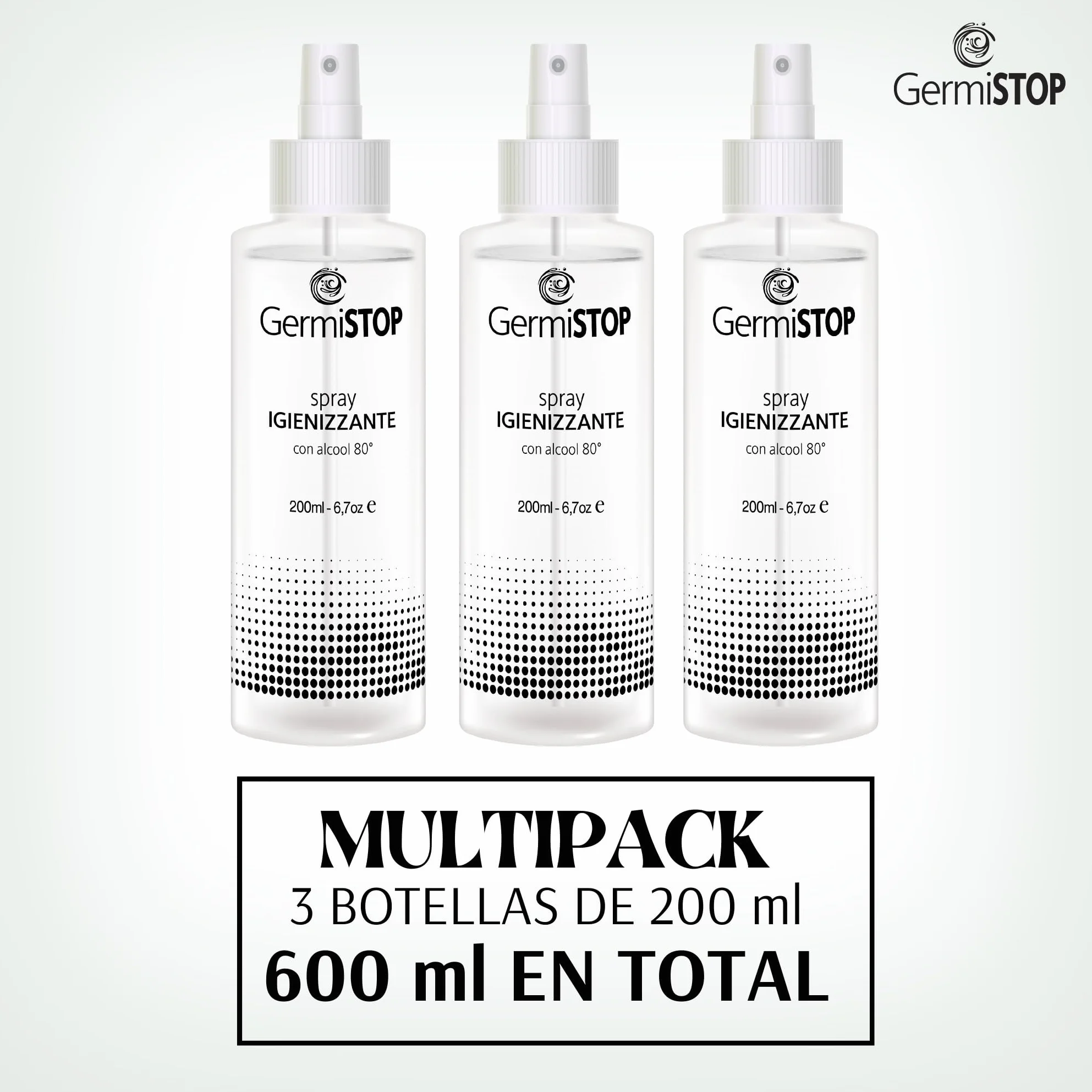Higienizante de Manos 80% Alcohol 200ml Spray con Glicerina, Superficies